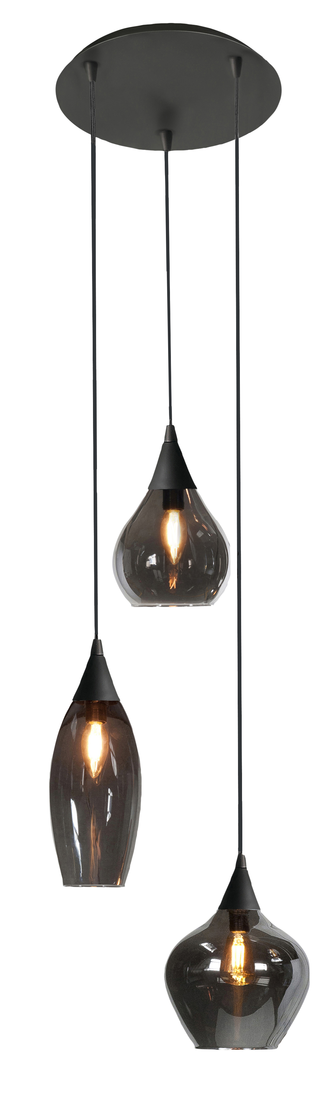 Hanglamp Cambio zwart + smoke glas 3 lichtpunten