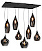 Hanglamp Cambio recht zwart + smoke glas 8 lichtpunten