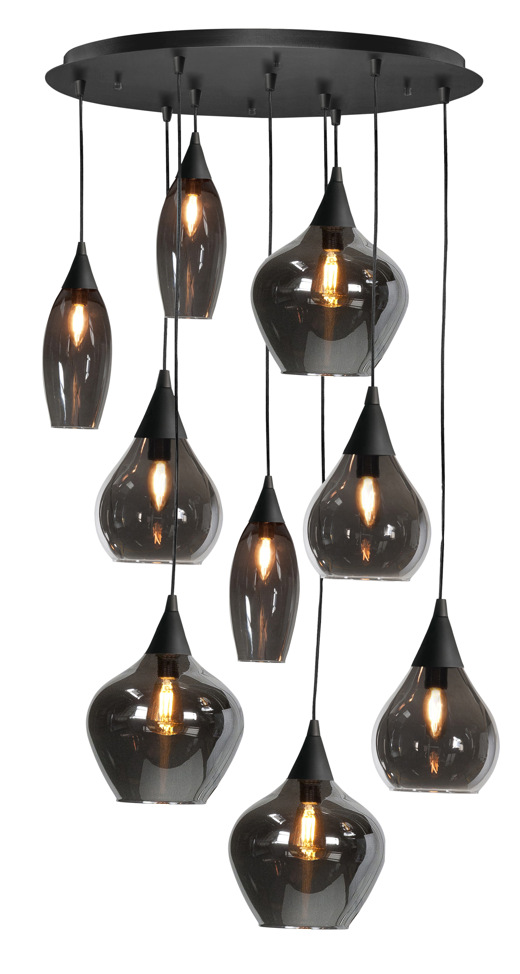 Hanglamp Cambio zwart + smoke glas 9 lichtpunten