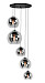 Hanglamp Fantasy rond zwart + smoke glas 5 lichtpunten 45cm