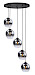 Hanglamp Fantasy rond zwart + semi smoke glas 5 lichtpunten 45cm
