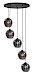 Hanglamp Fantasy rond zwart + smoke glas 5 lichtpunten