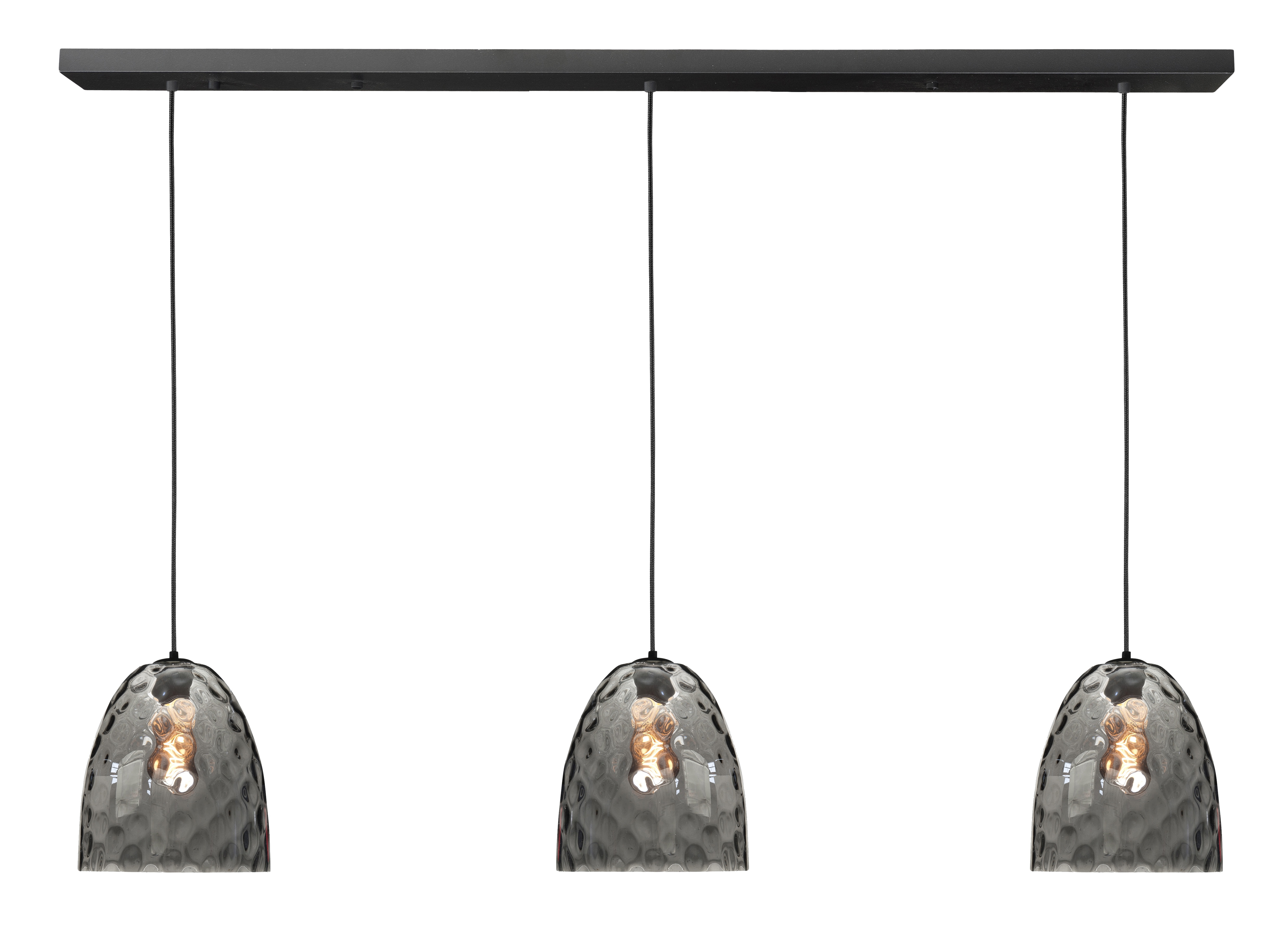 Hanglamp Fantasy rechthoek zwart + smoke glas 3 lichtpunten