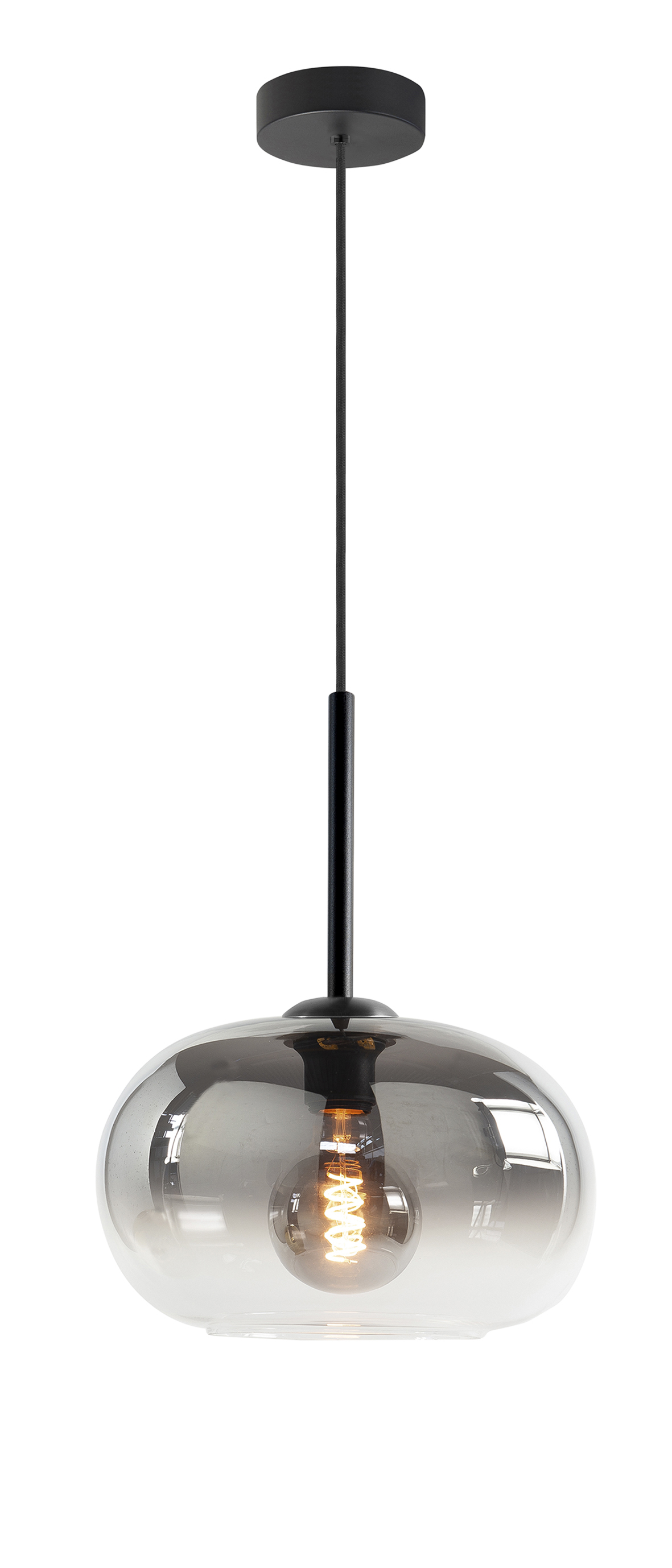 Hanglamp Bellini zwart + smoke glas 10cm