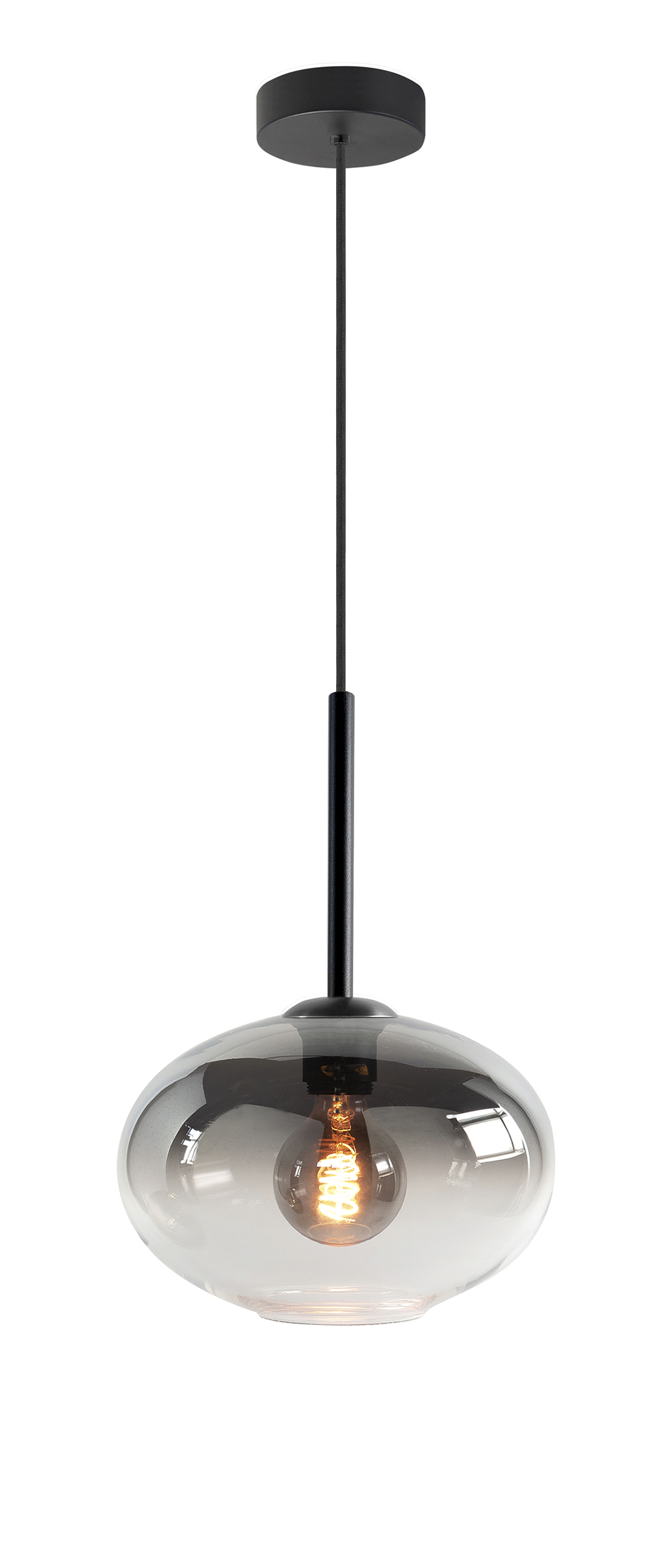 Hanglamp Bellini zwart + semi smoke glas