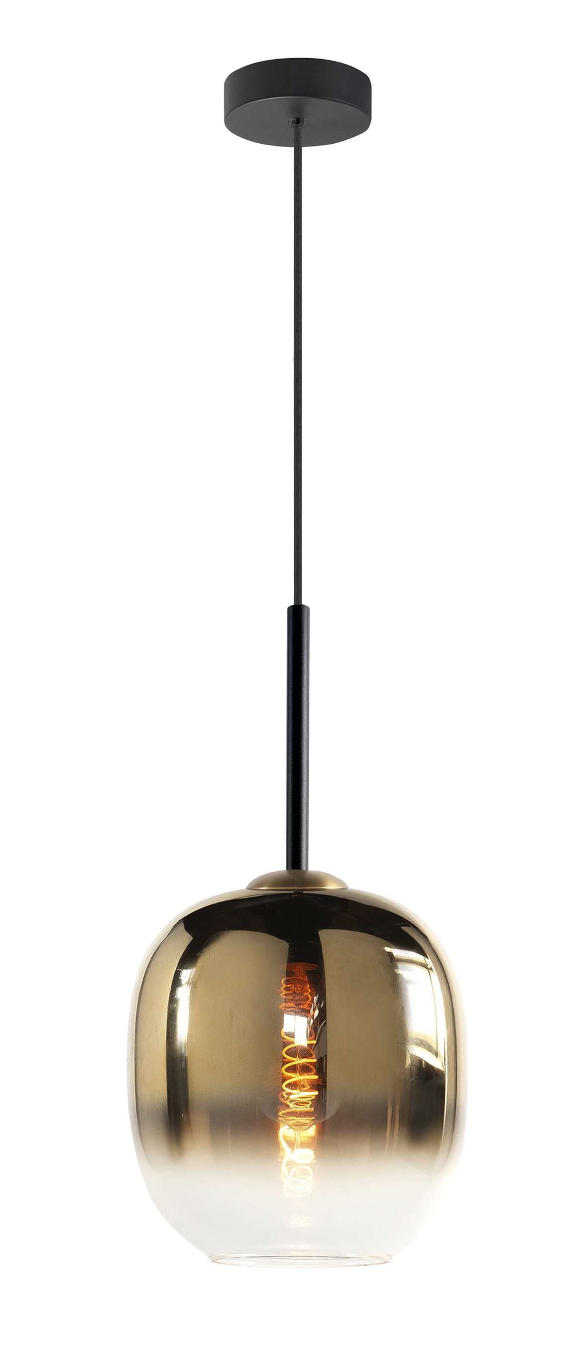 Hanglamp Bellini zwart + goud glas