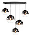 Hanglamp Fantasy Ovaal zwart + semi smoke glas 5 lichtpunten