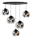 Hanglamp Fantasy Ovaal zwart + smoke glas 5 lichtpunten