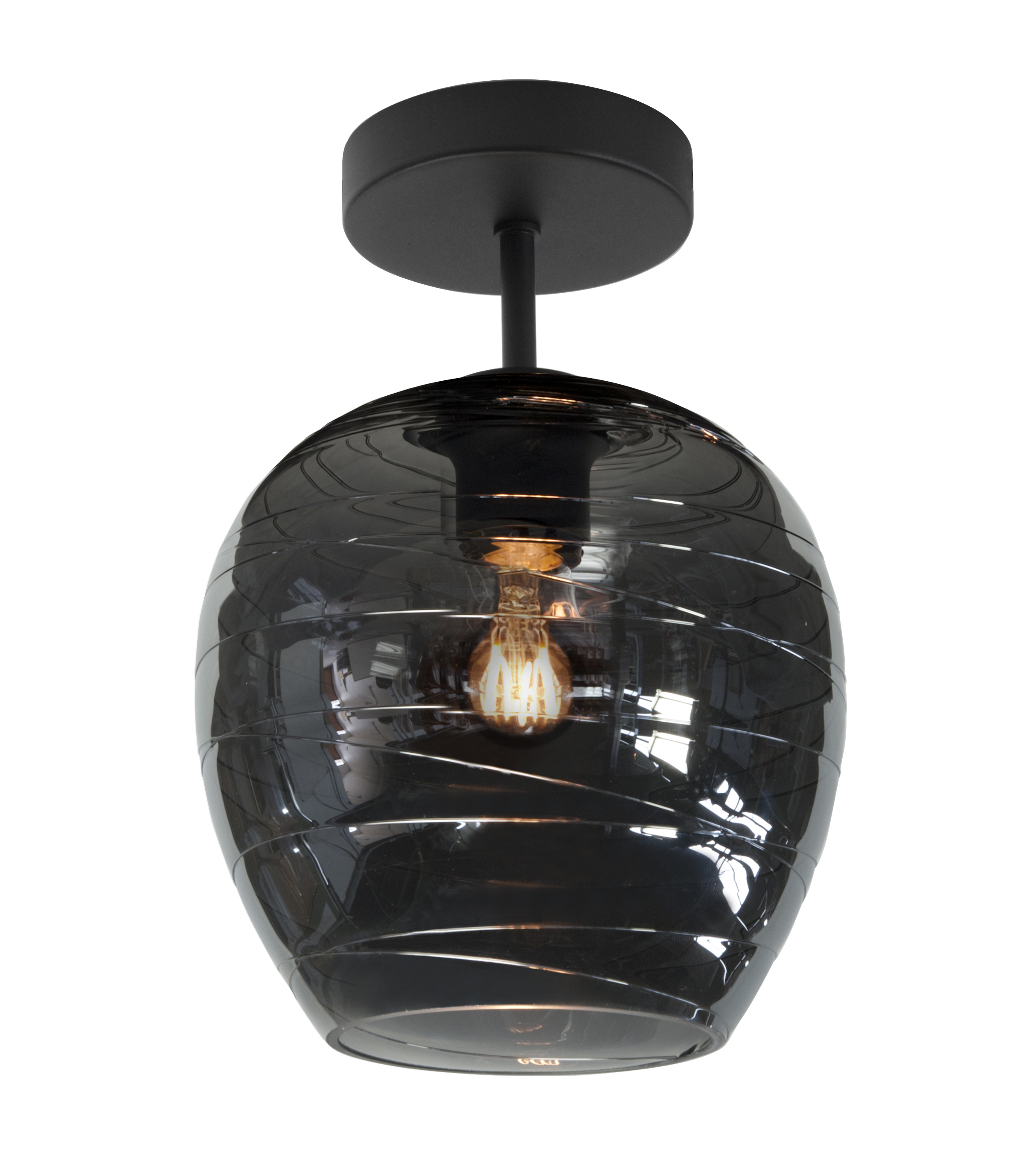 Plafondlamp Fantasy Apple zwart + smoke glas