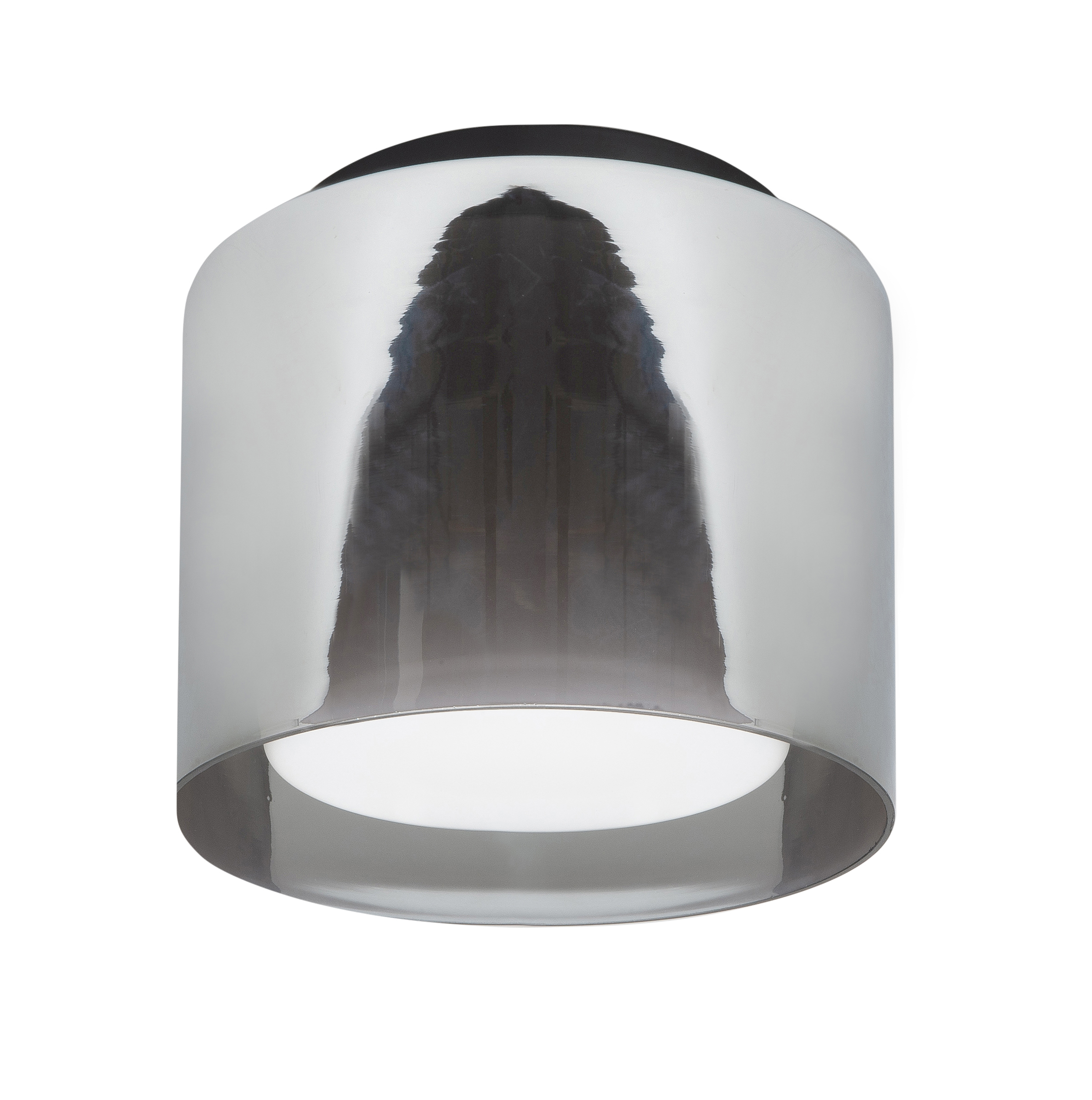 Plafondlamp Ice zwart + smoke + wit glas