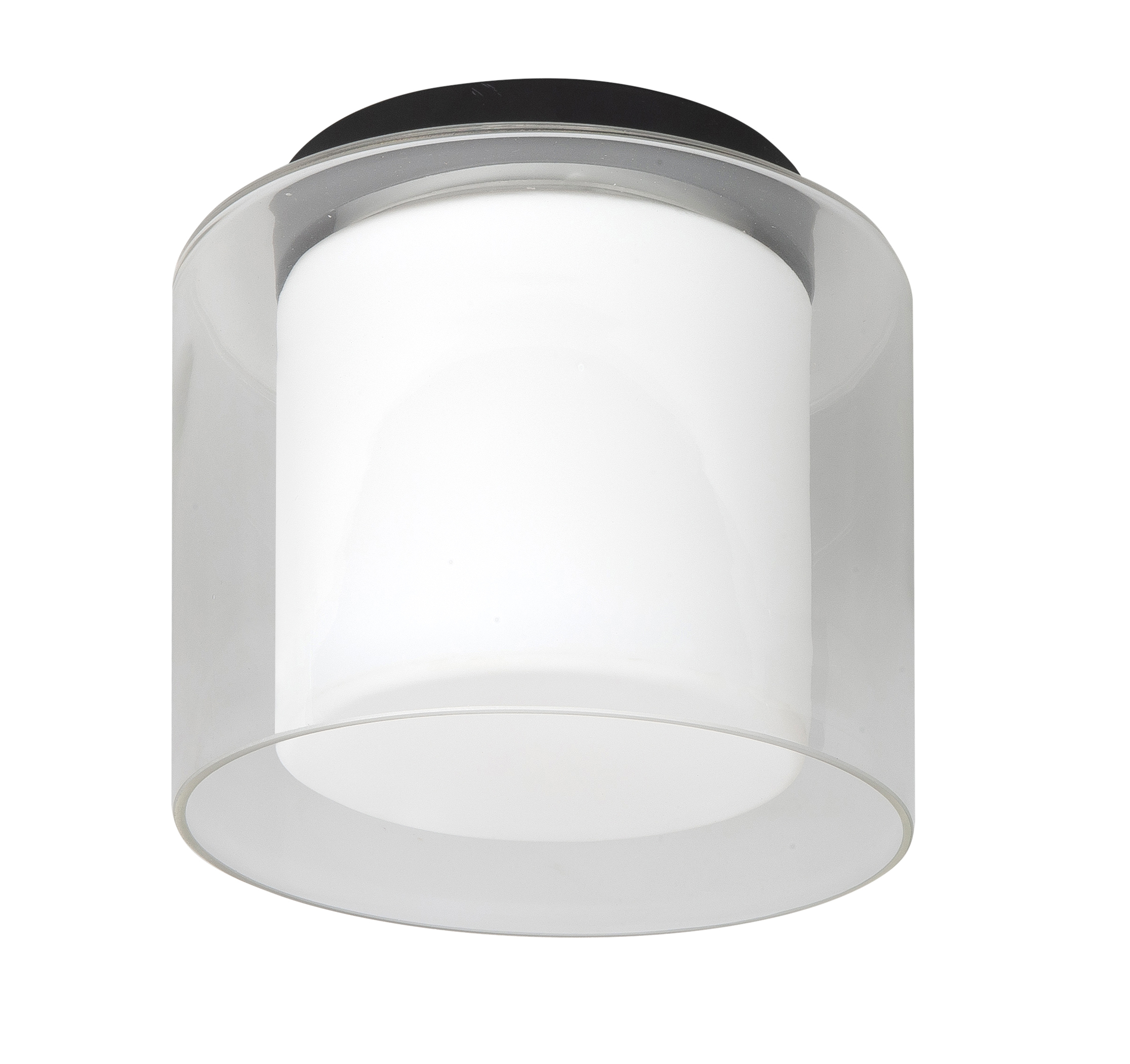 Plafondlamp Ice zwart + wit glas