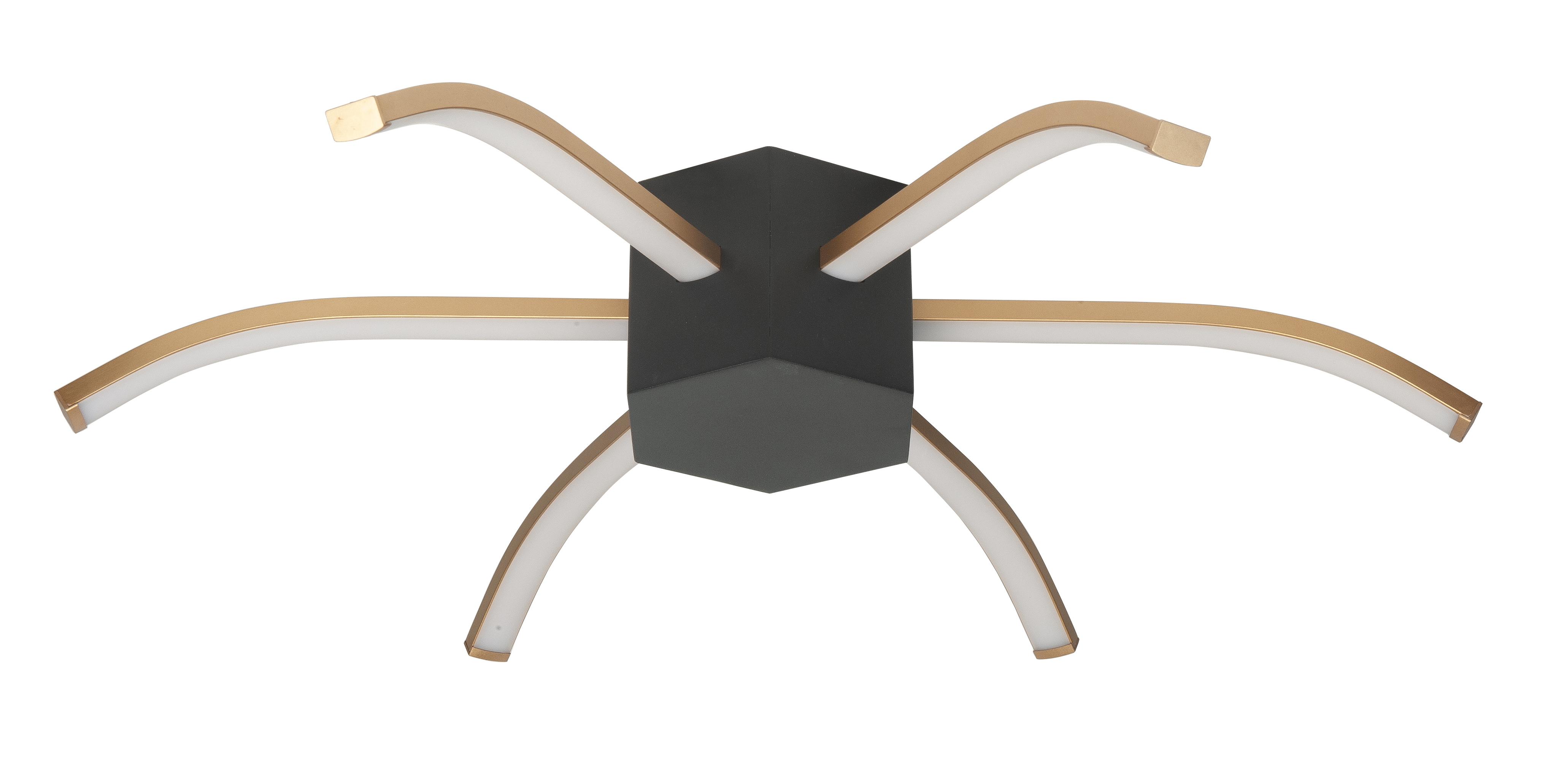 Plafondlamp Spider zwart + goud 6 lichtpunten