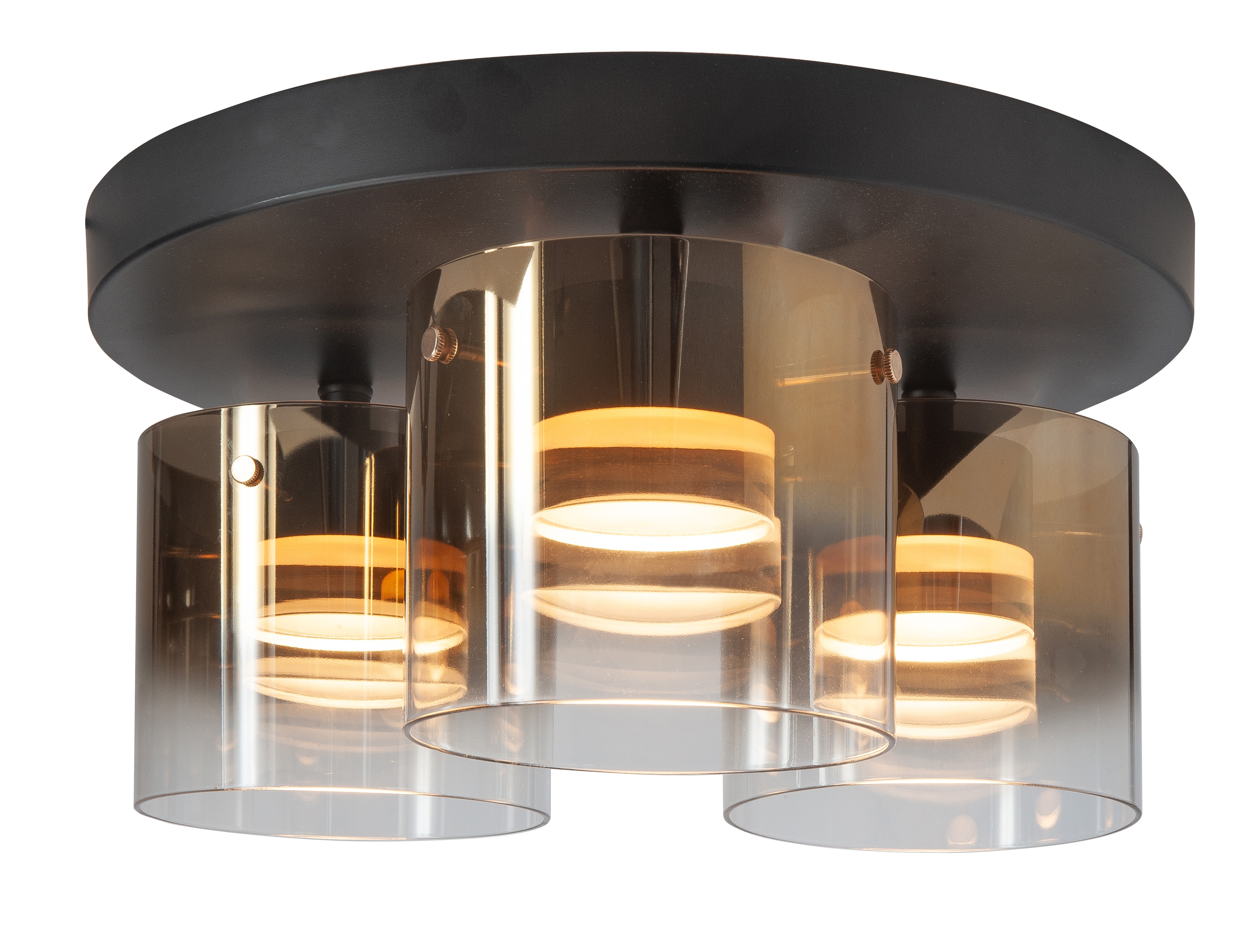 Plafondlamp Salerno zwart + goud glas 3 lichtpunten