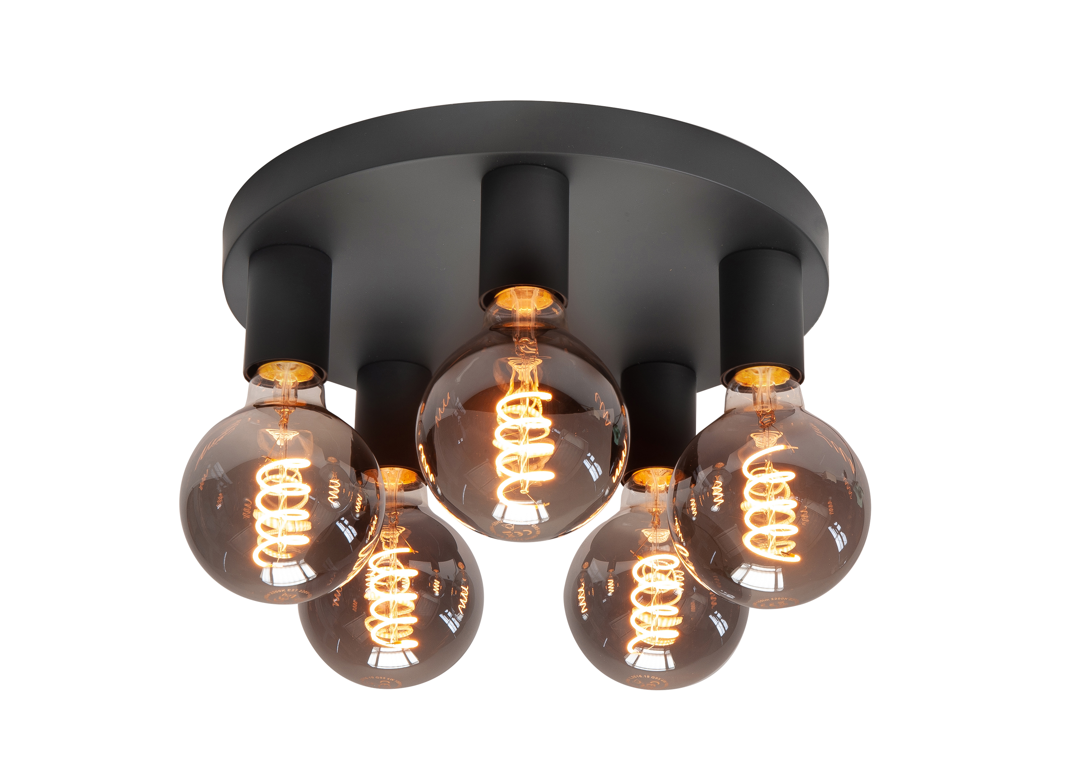 Plafondlamp Basic zwart 5 lichtpunten