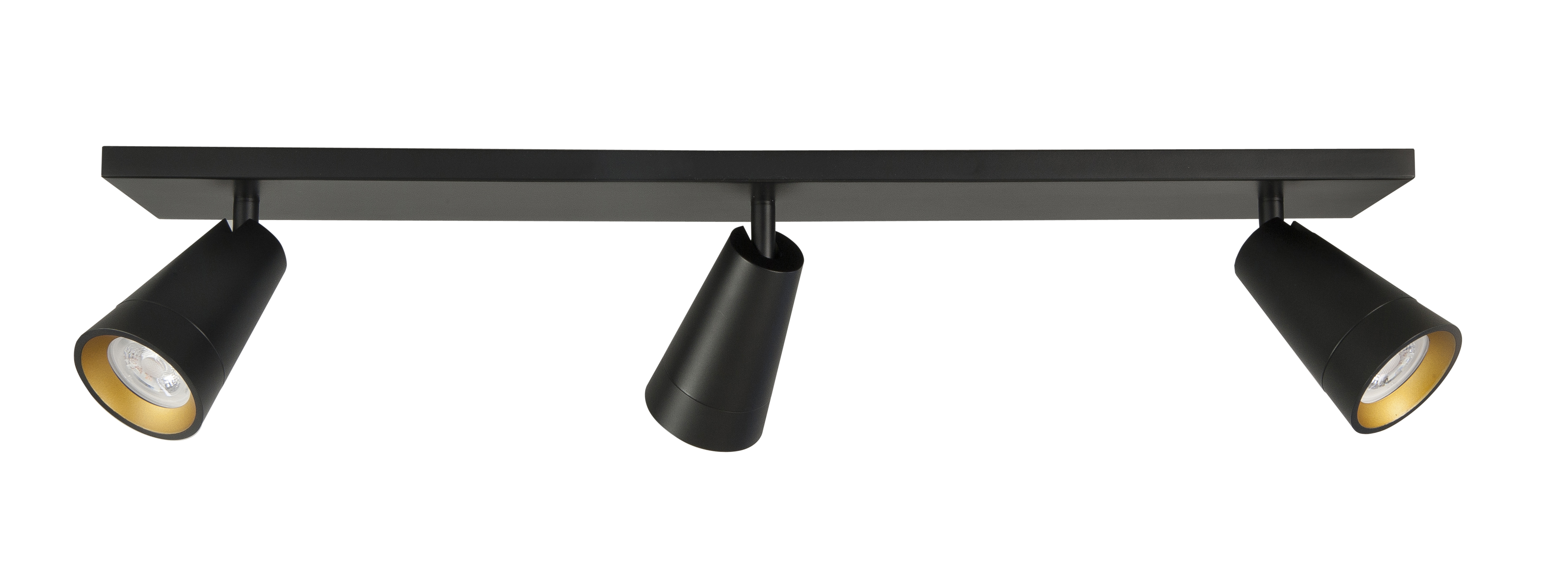 Plafondlamp Petunia recht zwart + goud 3 lichtpunten