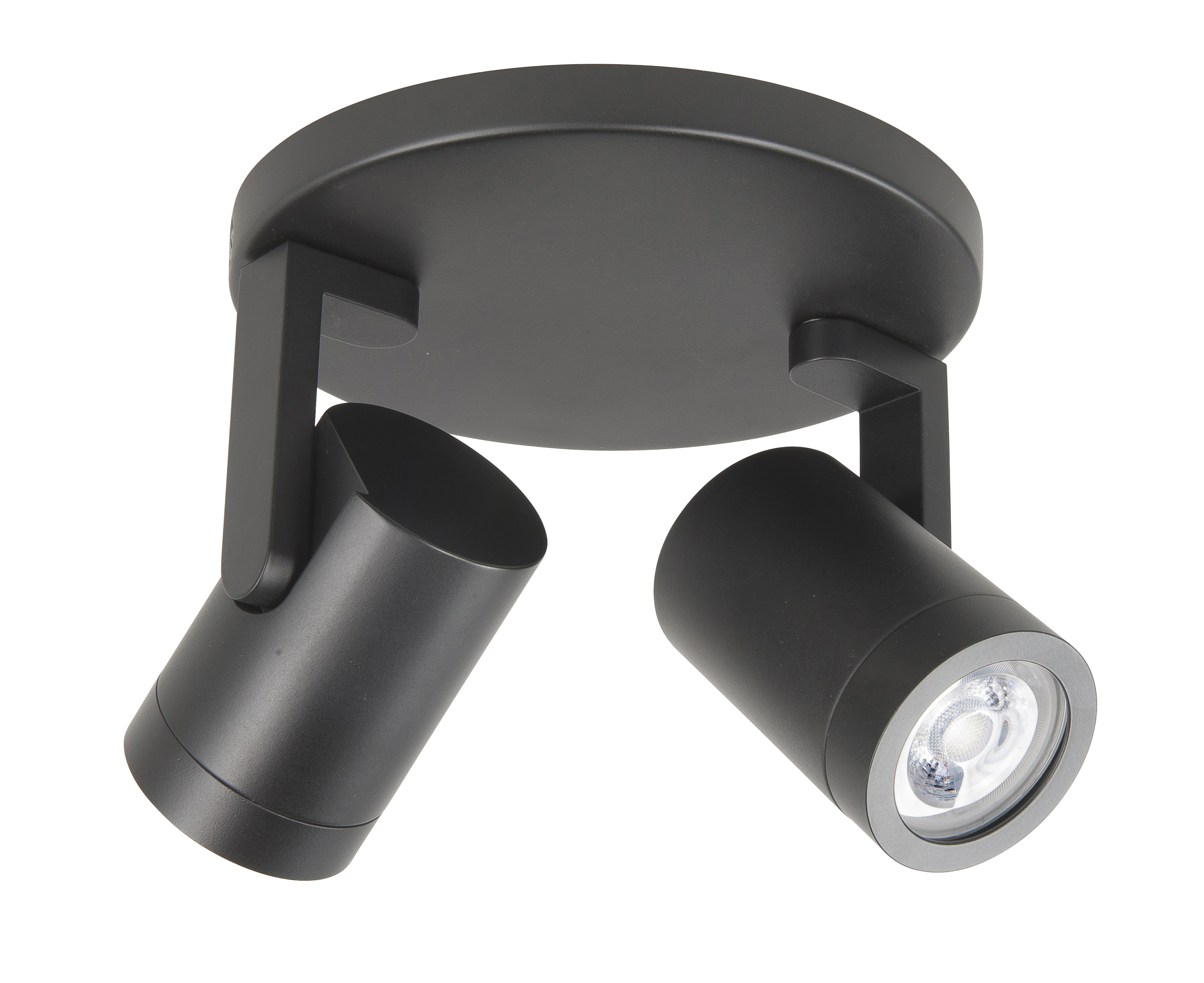 Plafondlamp Halo rond Spot zwart 2 lichtpunten 17cm