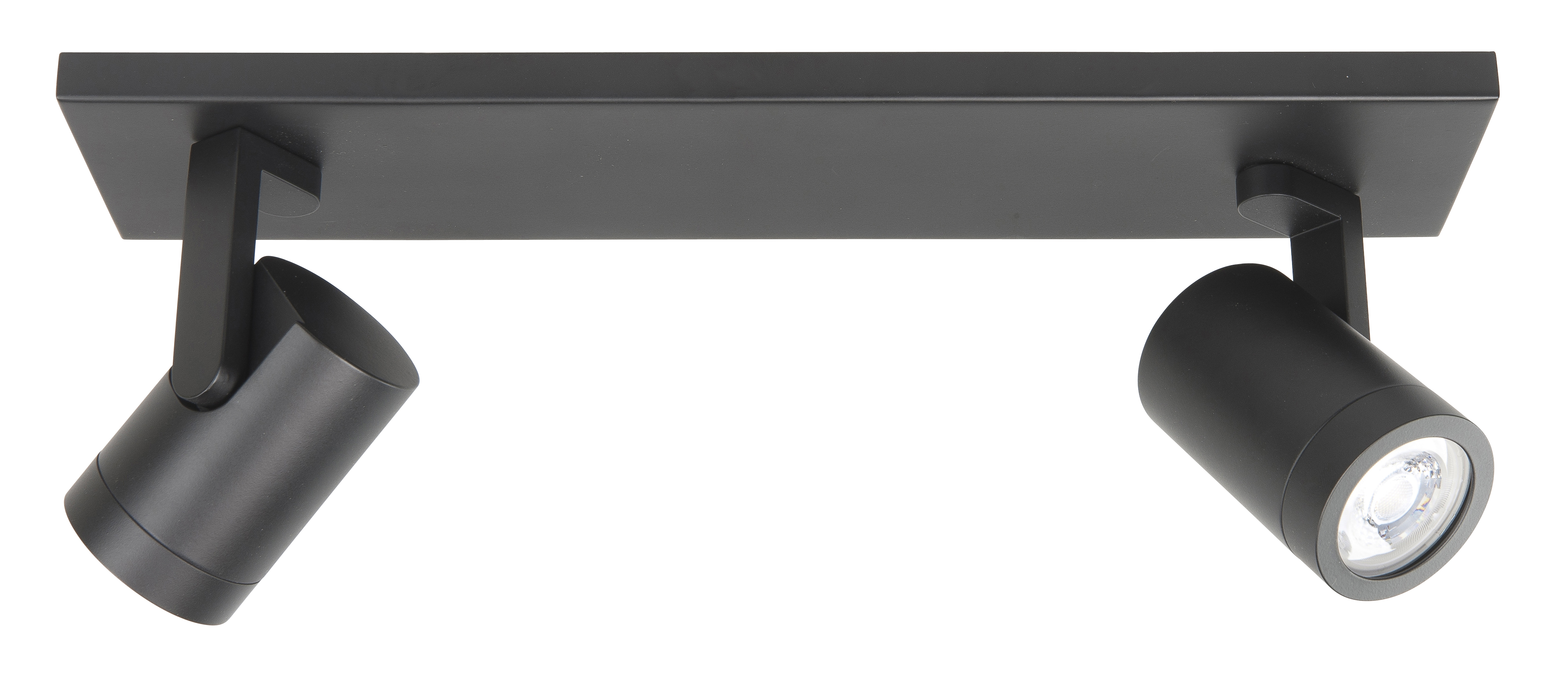 Plafondlamp Halo recht Spot zwart 2 lichtpunten