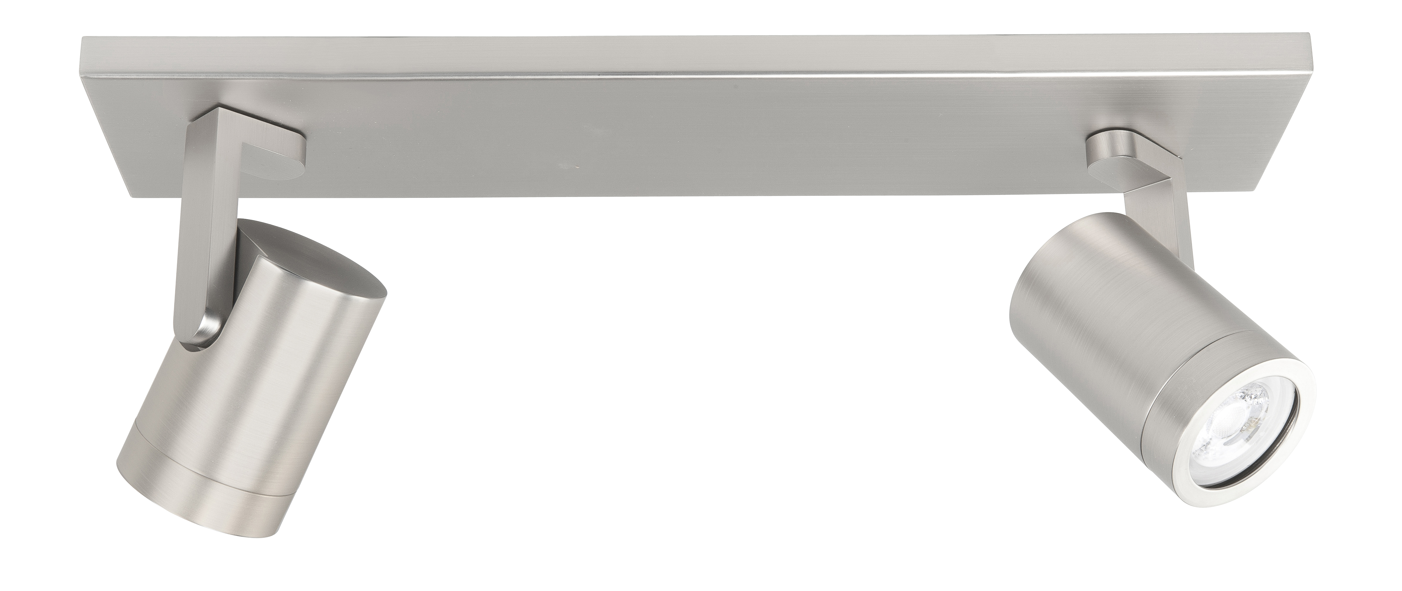 Plafondlamp Halo recht Spot nikkel 2 lichtpunten