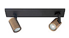 Plafondlamp Halo recht Spot zwart + brons 2 lichtpunten