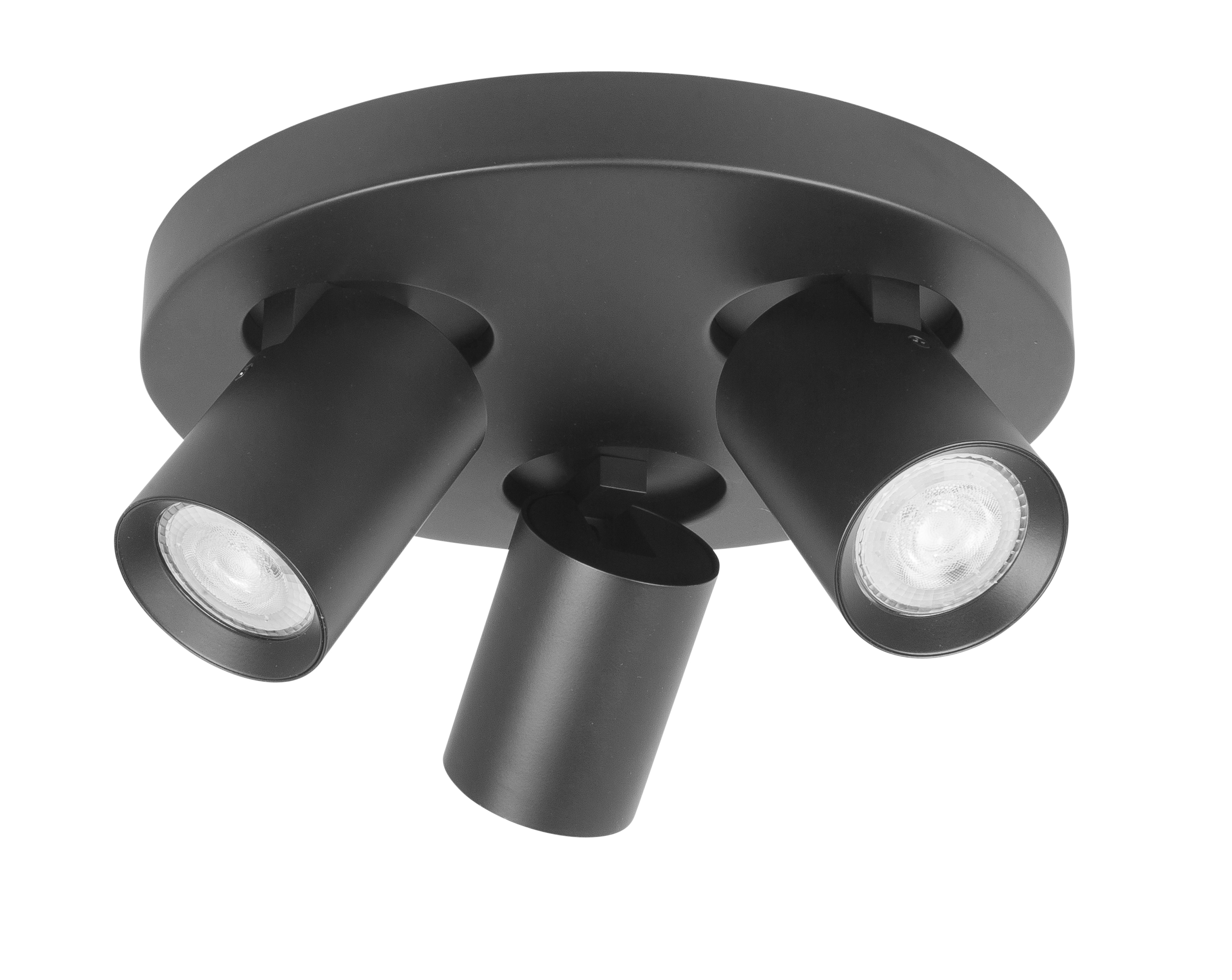 Plafondlamp Oliver rond zwart 3 lichtpunten dun