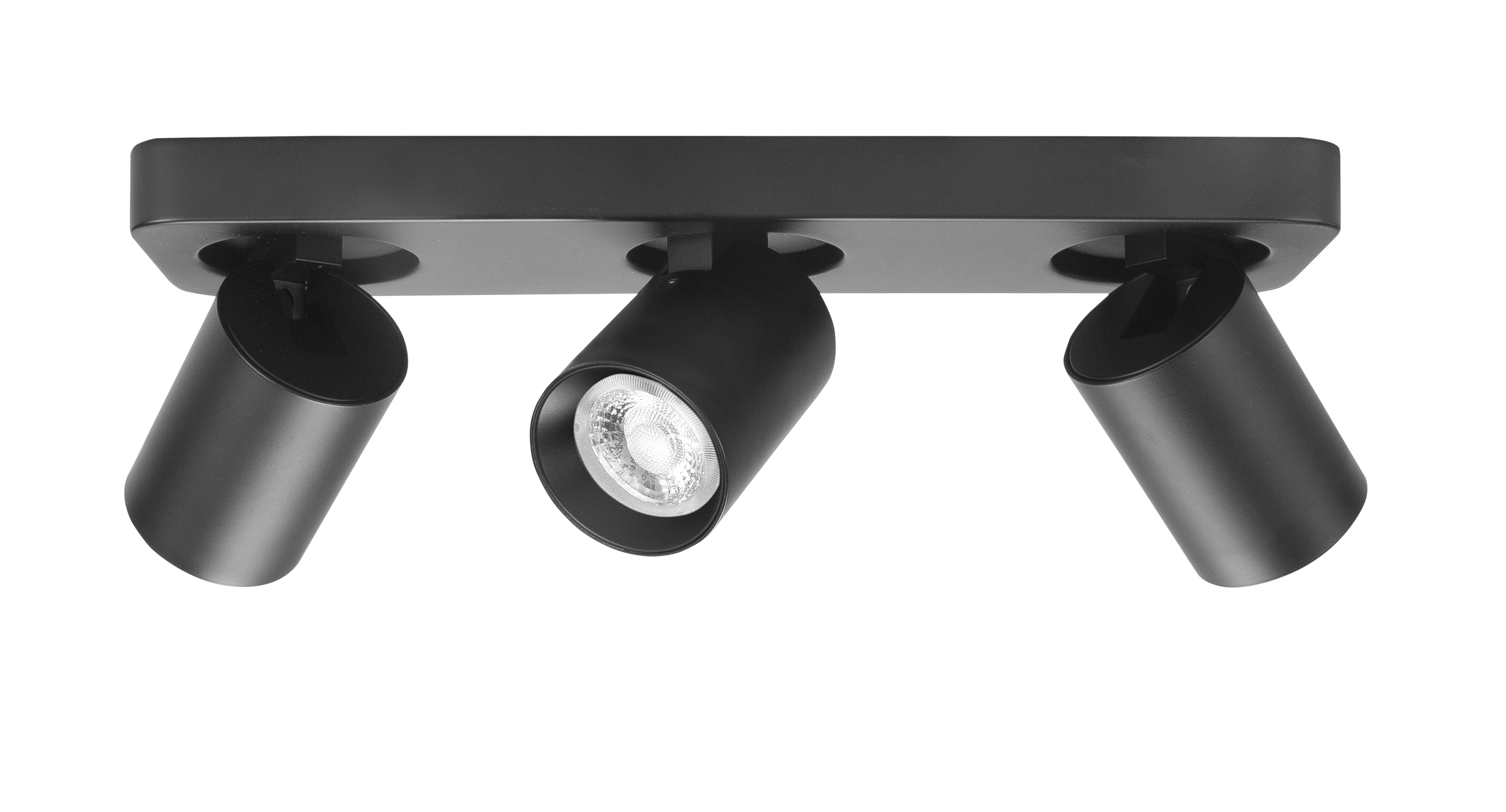 Plafondlamp Oliver rechthoek zwart 3 lichtpunten dun