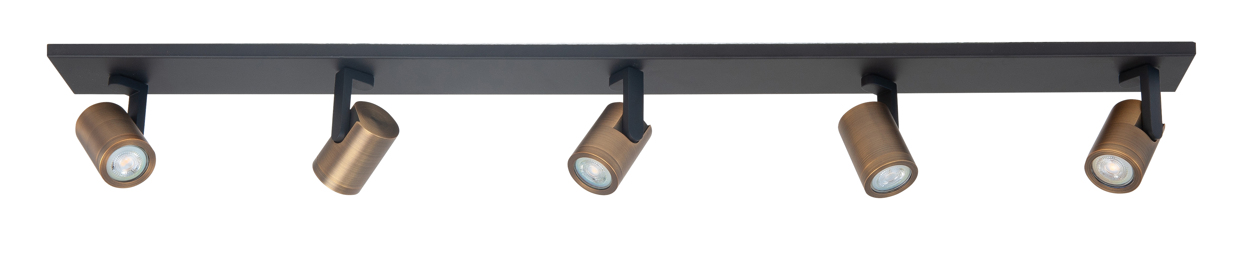 Plafondlamp Halo zwart + brons 5 lichtpunten