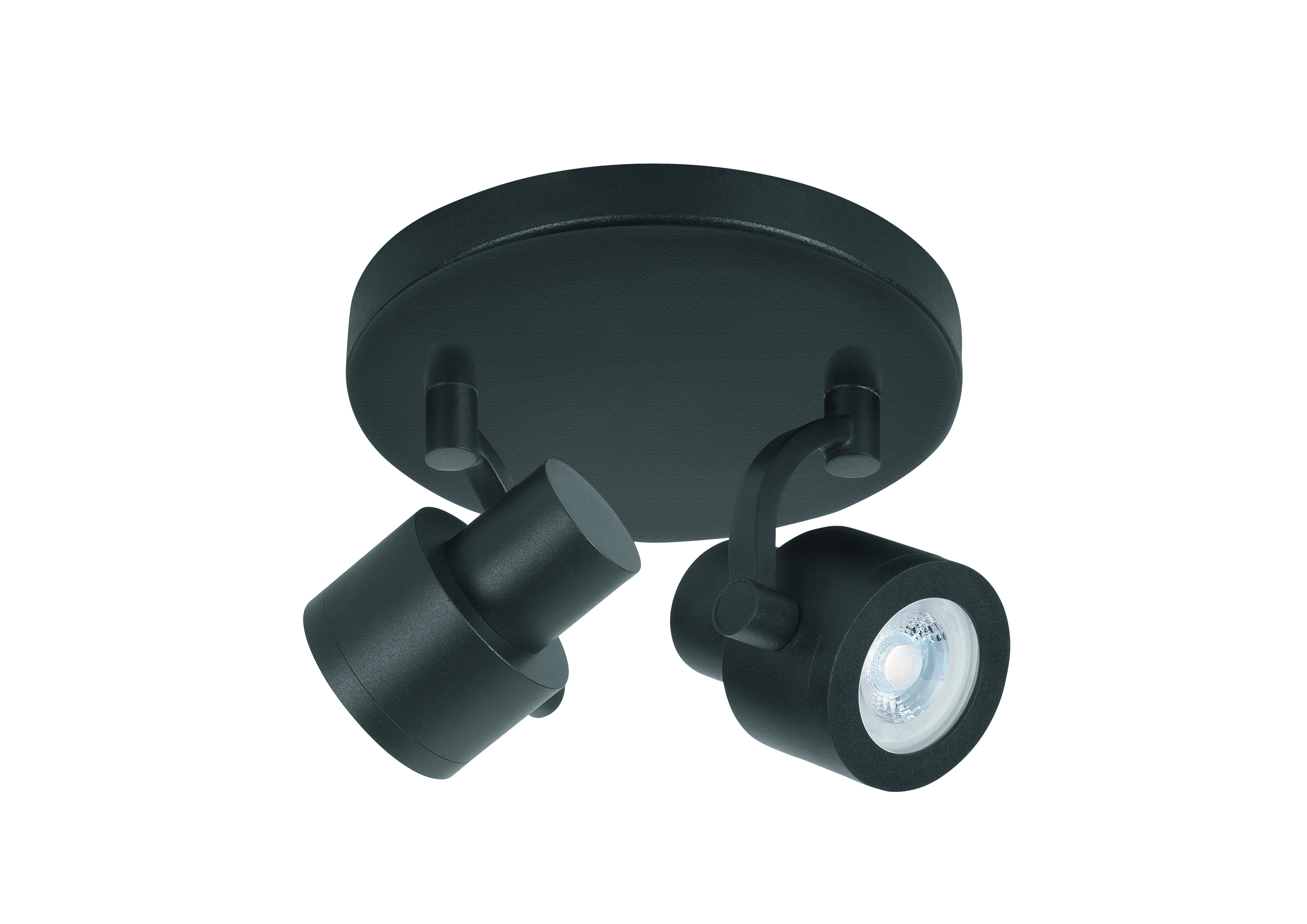 Plafondlamp Alto rond zwart 2 lichtpunten