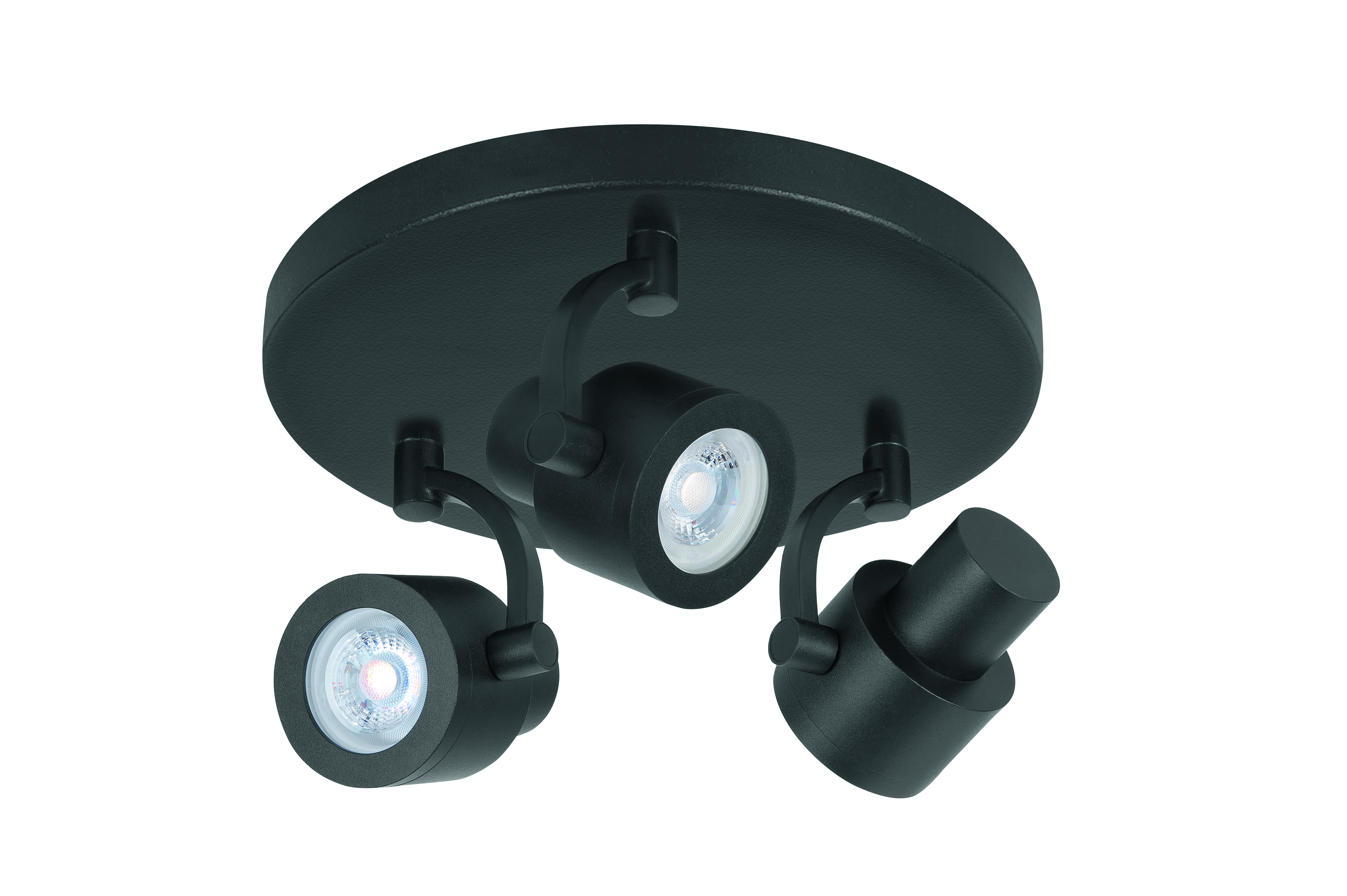 Plafondlamp Alto rond zwart 3 lichtpunten