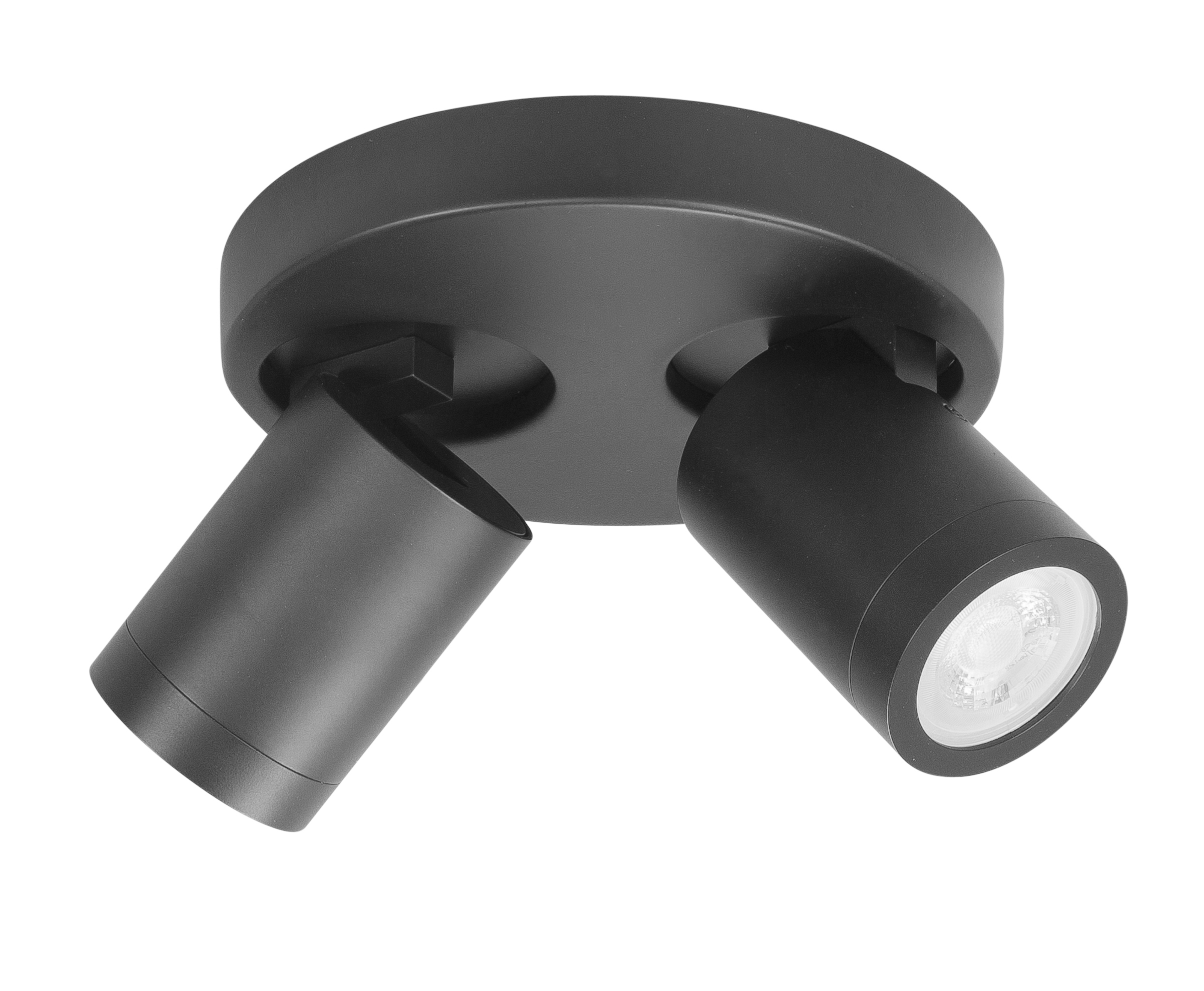 Plafondlamp Oliver rond zwart 2 lichtpunten