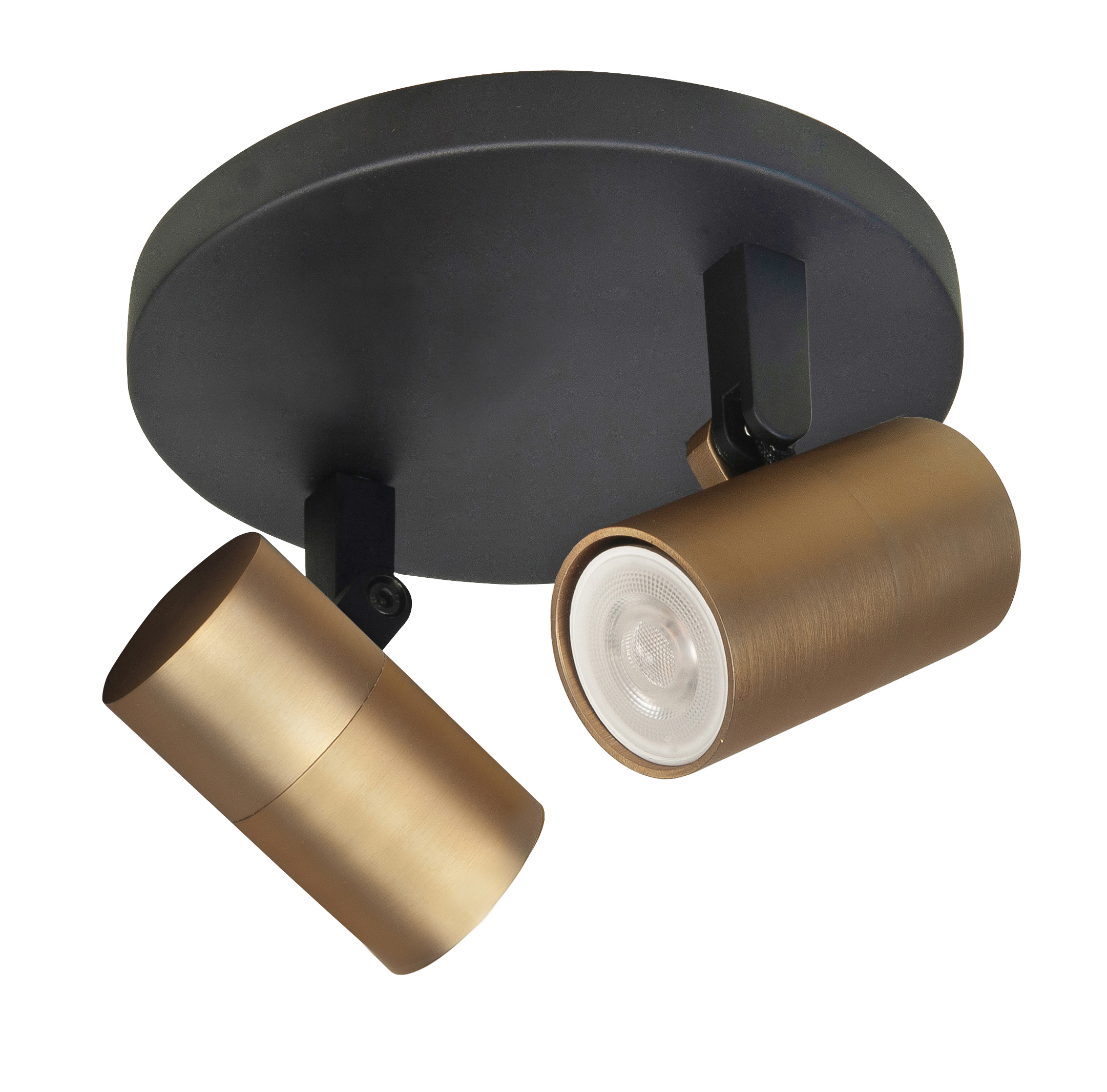 Plafondlamp Piccolo zwart + messing 2 lichtpunten