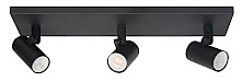 Plafondlamp Piccolo rechthoek zwart 3 lichtpunten