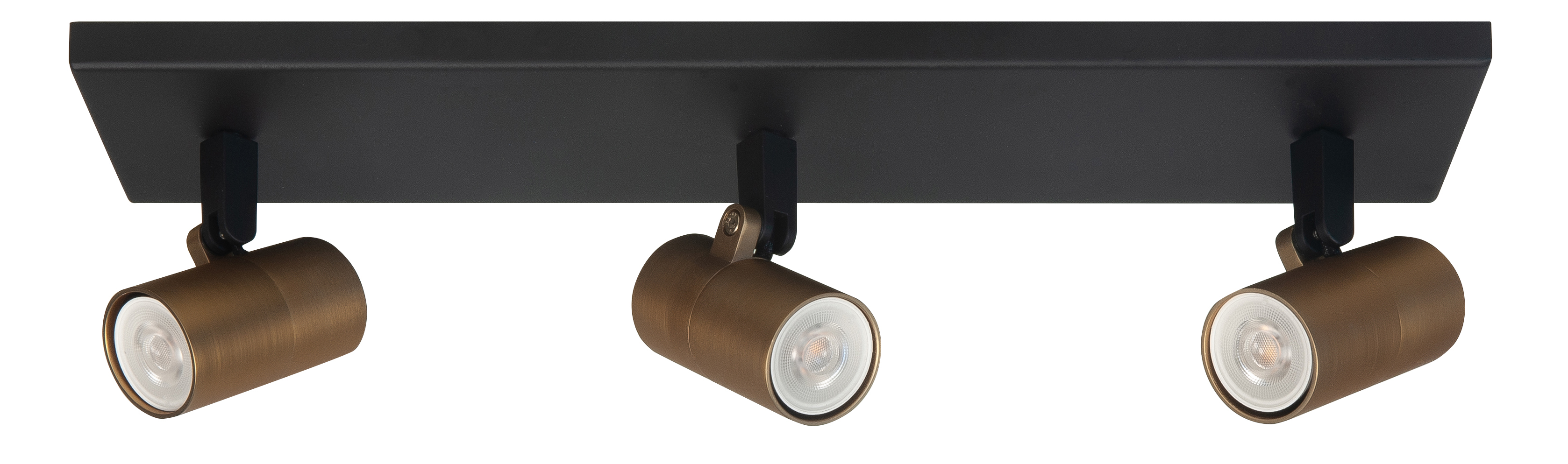 Plafondlamp Piccolo rechthoek zwart + messing 3 lichtpunten