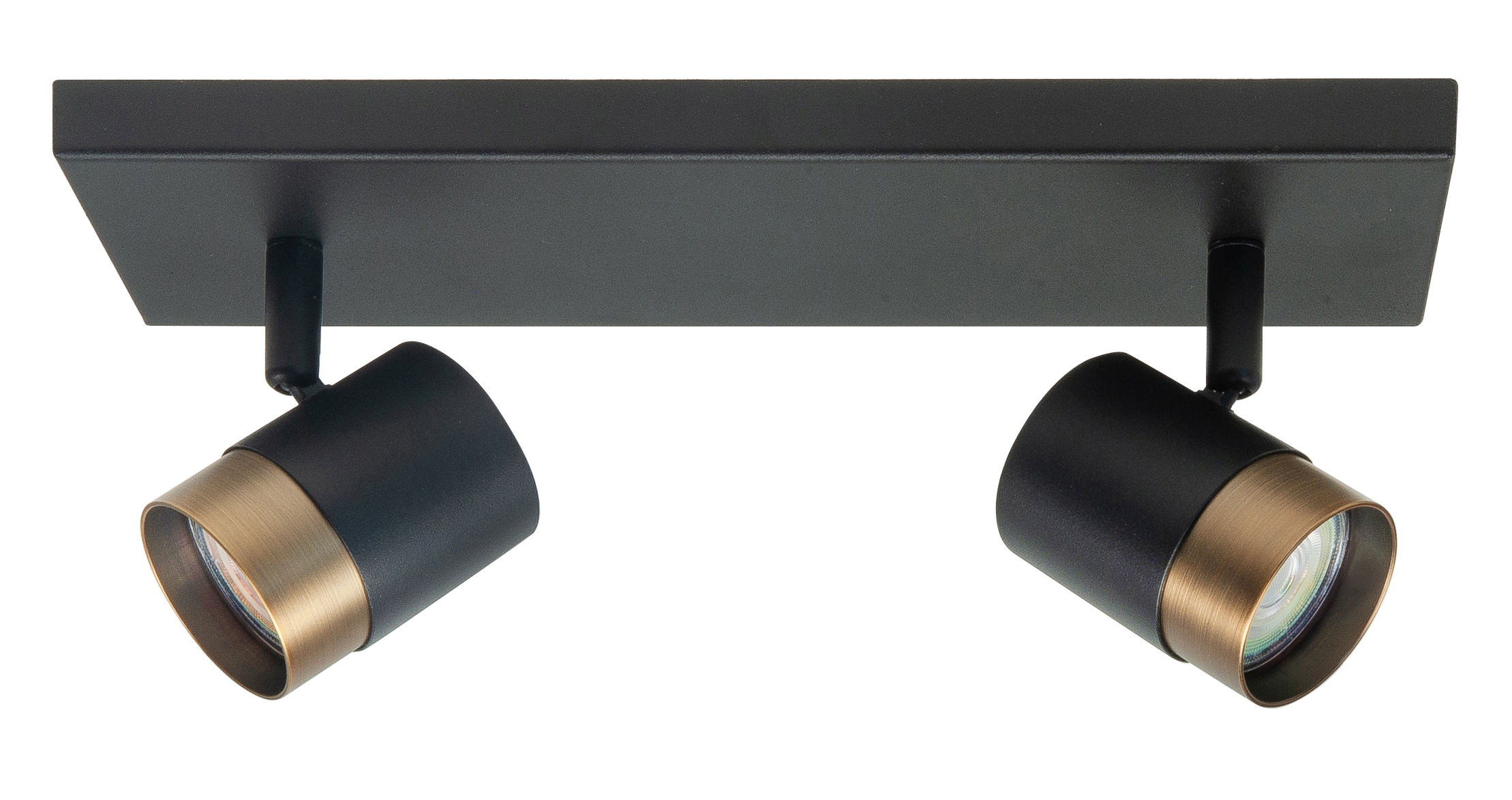 Plafondlamp Savona rechthoek zwart + brons 2 lichtpunten