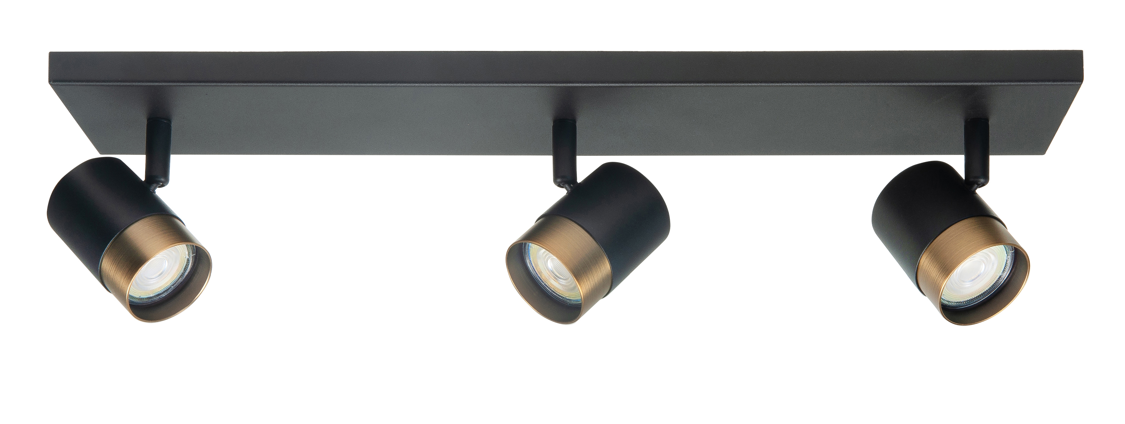 Plafondlamp Savona rechthoek zwart + brons 3 lichtpunten