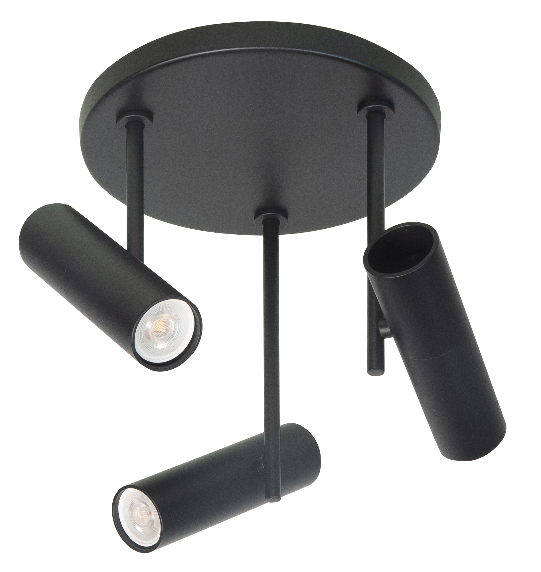 Plafondlamp Trend rond zwart 3 lichtpunten