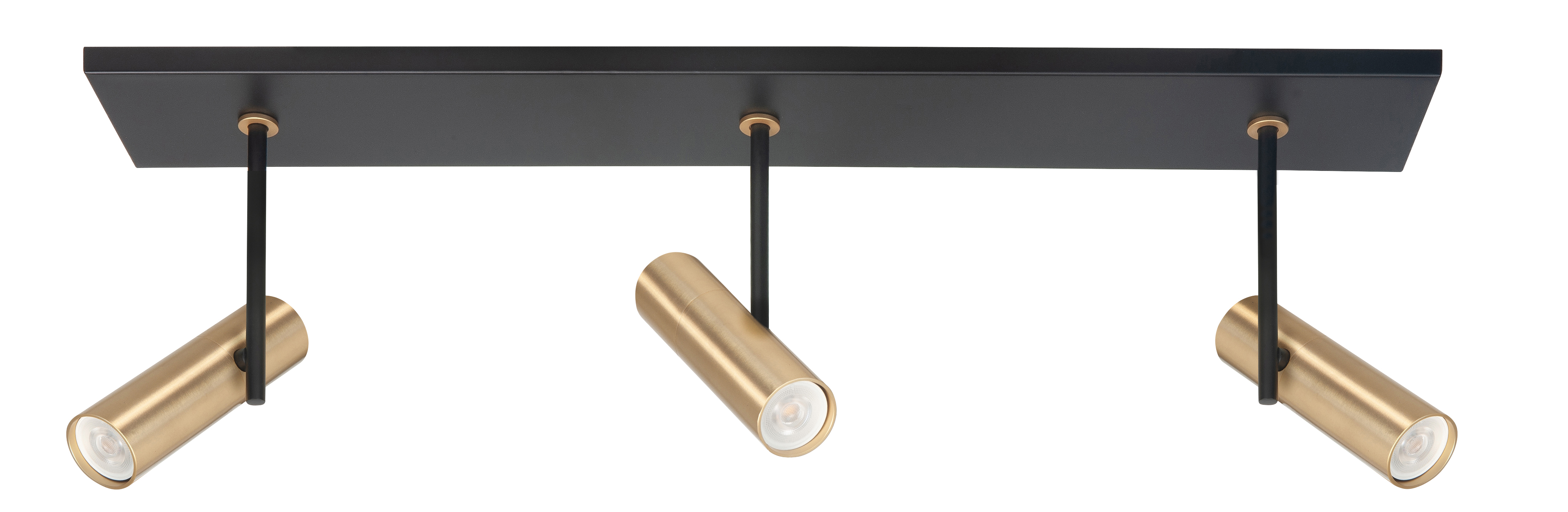 Plafondlamp Trend rechthoek zwart + messing 3 lichtpunten