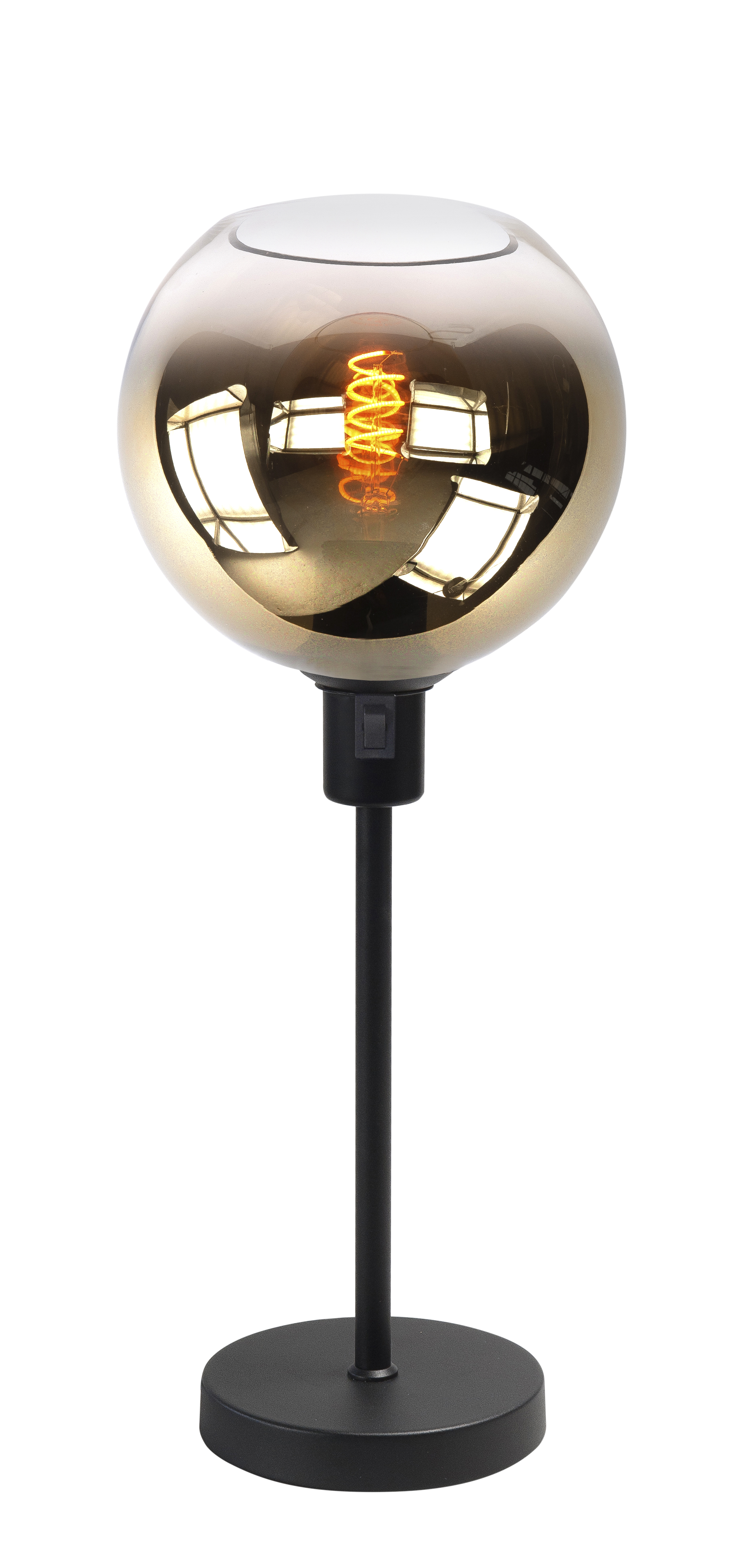 Tafellamp Fantasy Globe zwart + goud glas