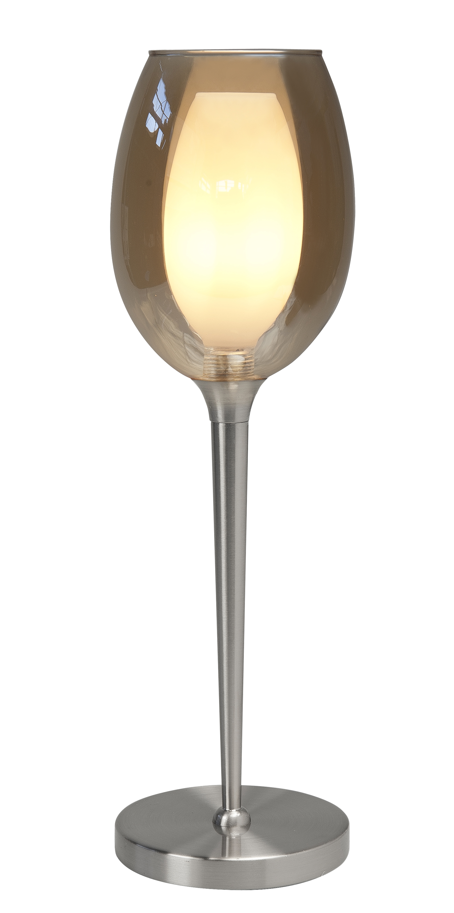 Tafellamp Belle nikkel + amber glas