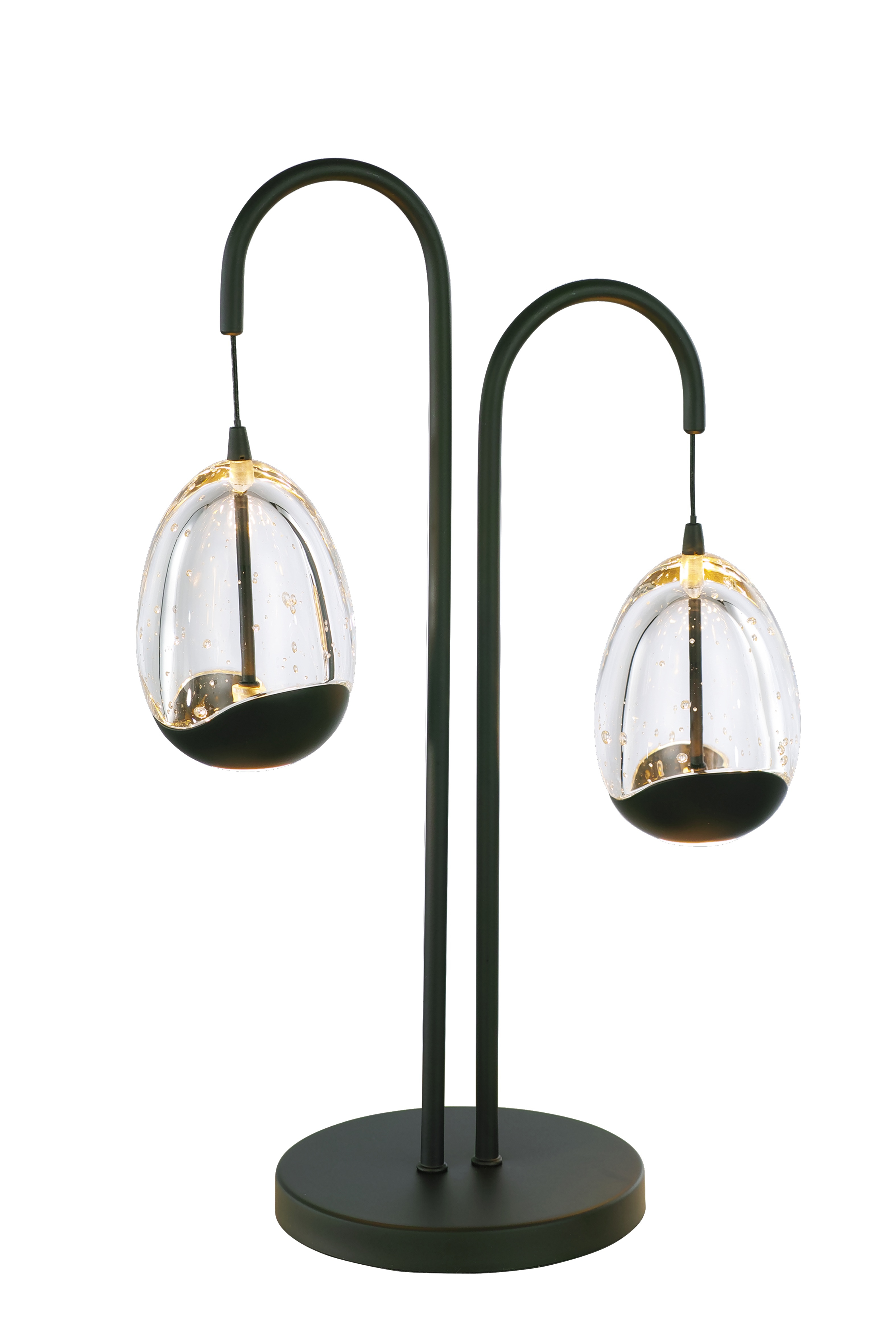 Tafellamp Clear Egg zwart + doorzichtig glas 2 lichtpunten