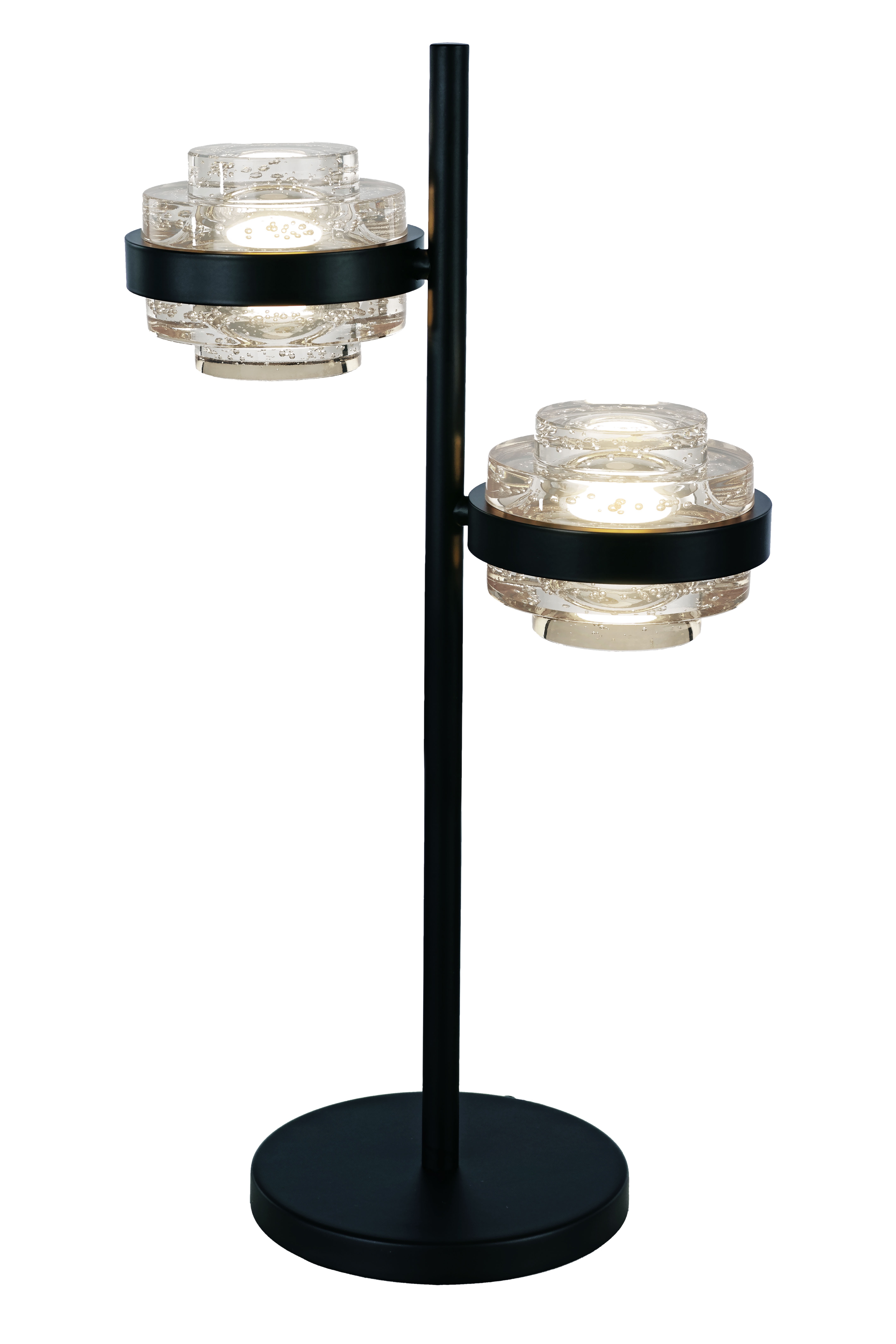 Tafellamp Dynasty zwart + doorzichtig acryl 2 lichtpunten