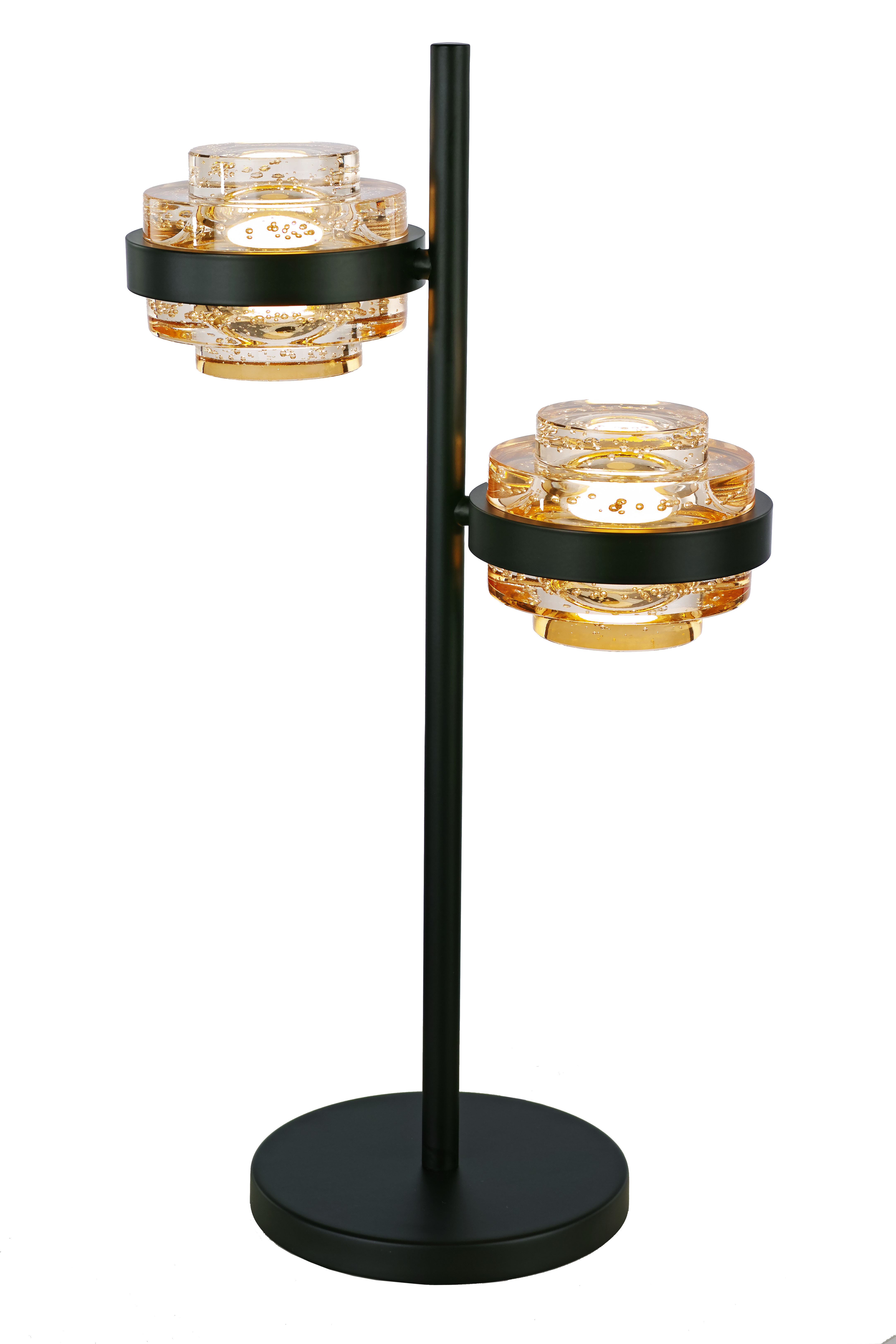 Tafellamp Dynasty zwart + champagne acryl 2 lichtpunten