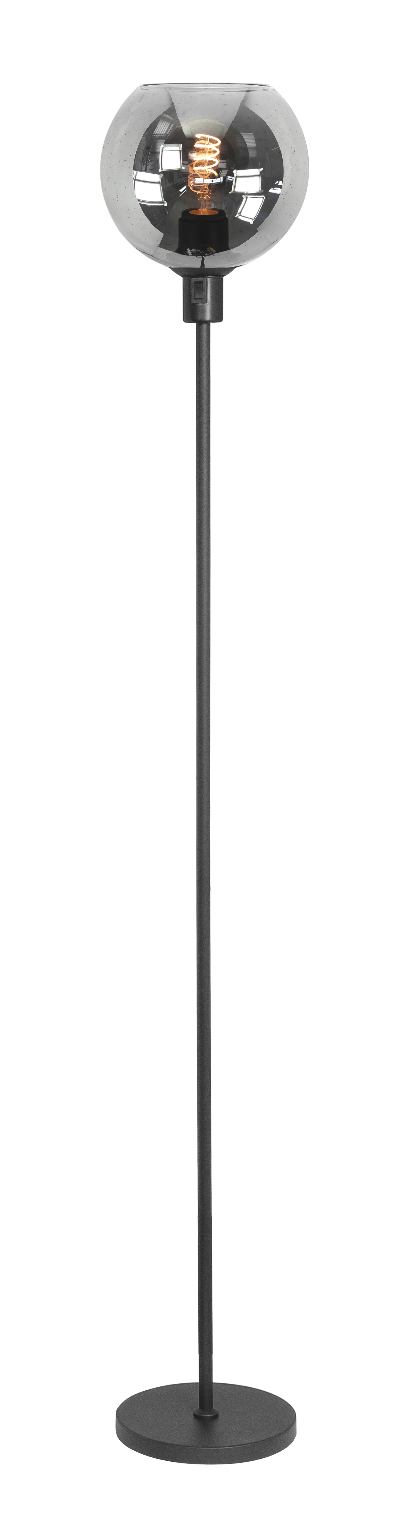 Vloerlamp Fantasy Globe zwart + smoke glas
