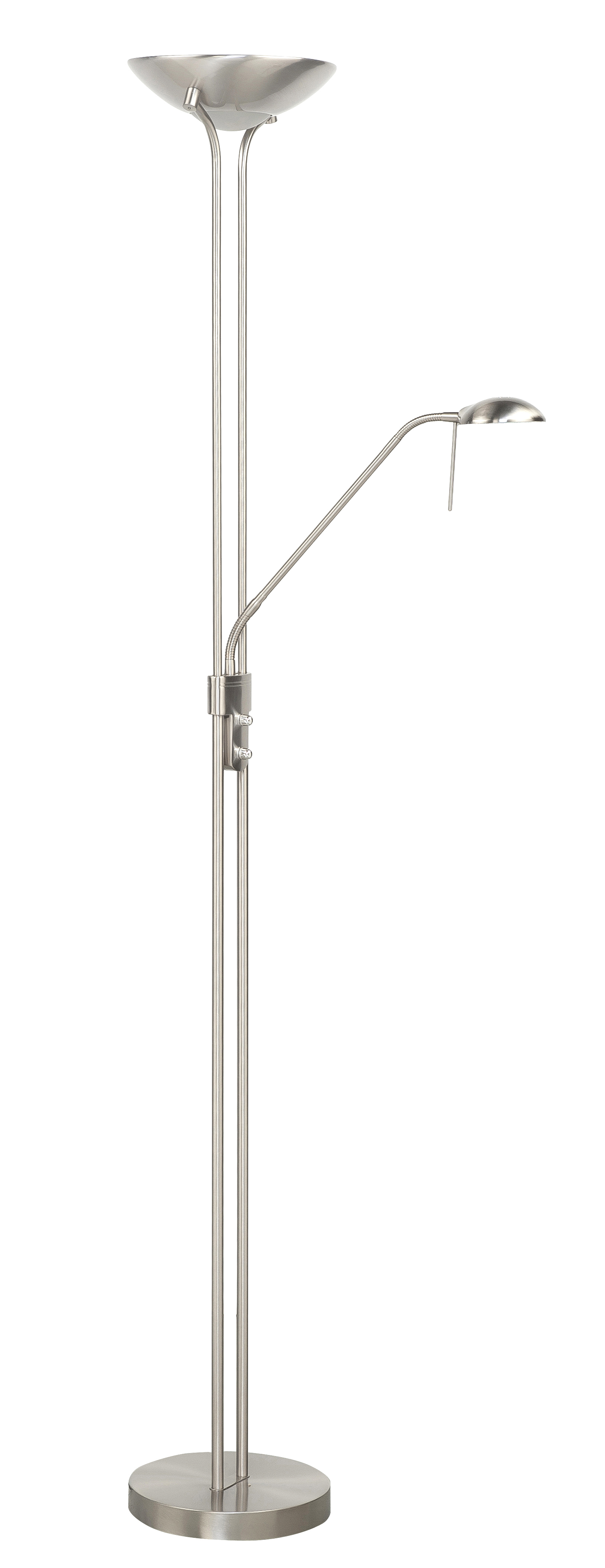 Vloerlamp New Luna nikkel met spot