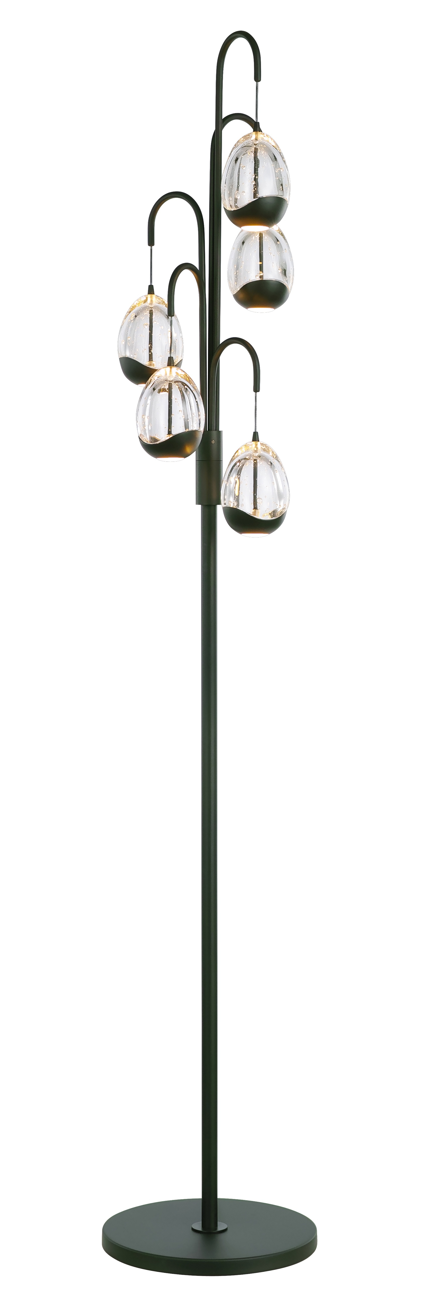 Vloerlamp Clear Egg zwart + doorzichtig glas 5 lichtpunten