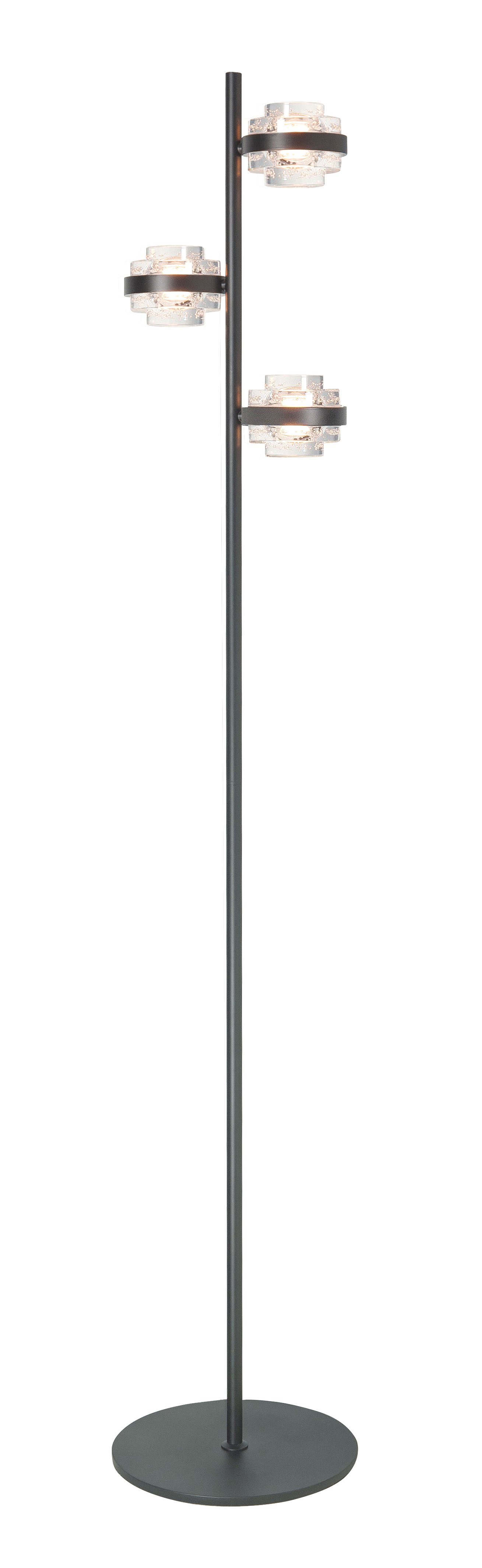 Vloerlamp Dynasty zwart + doorzichtig acryl 3 lichtpunten