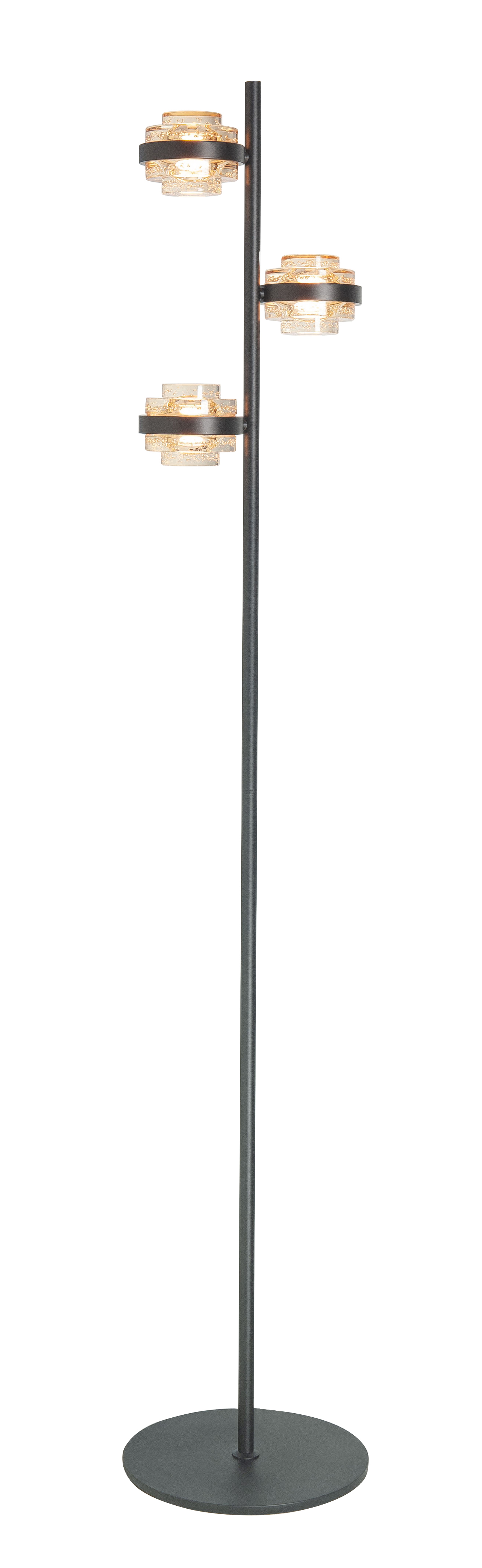 Vloerlamp Dynasty zwart + champagne acryl 3 lichtpunten