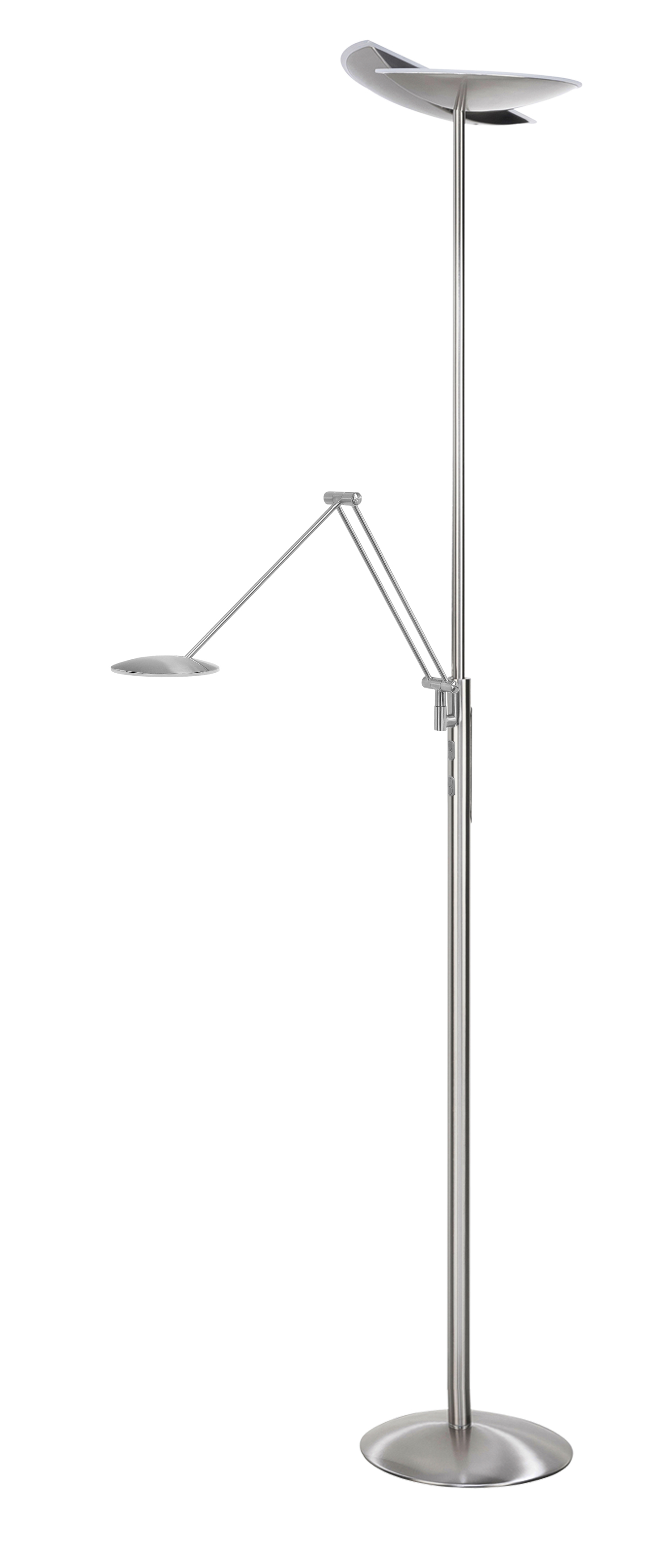 Vloerlamp Sapporo nikkel met spot