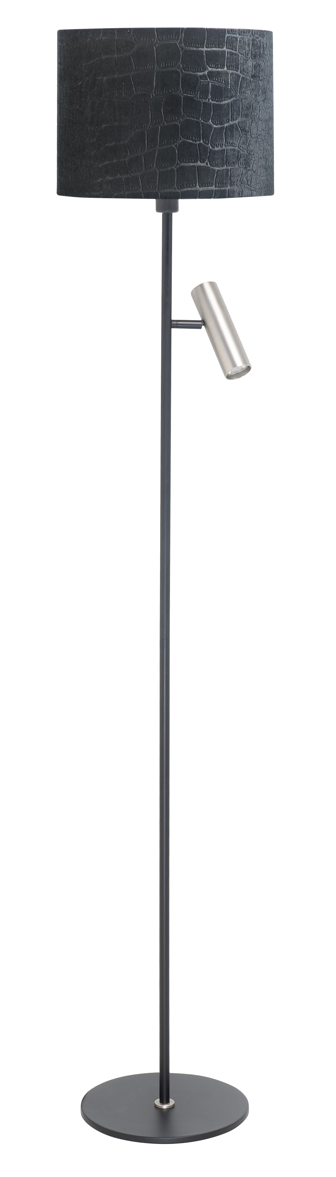 Vloerlamp Trend zwart + nikkel met spot