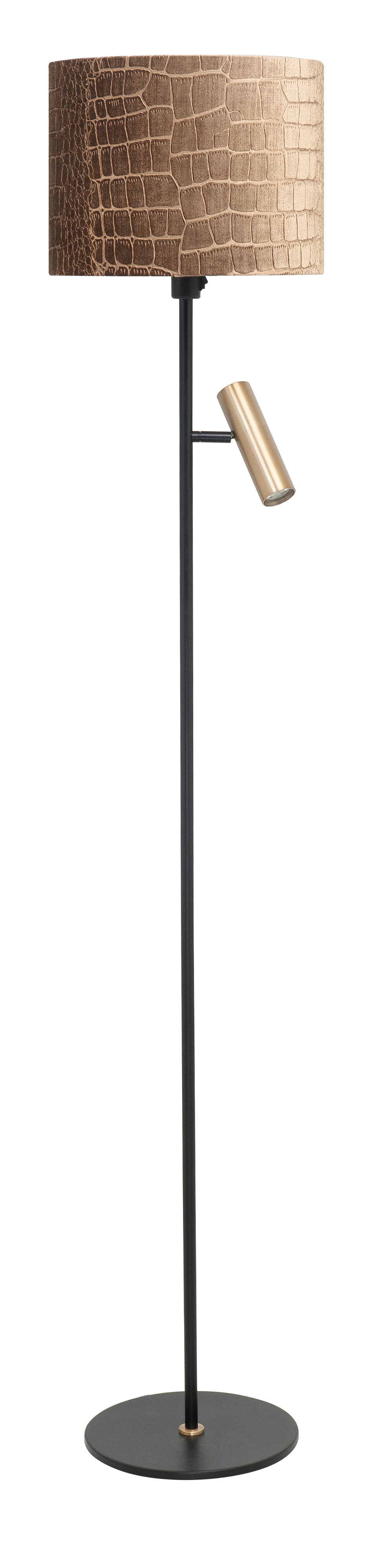 Vloerlamp Trend zwart + messing met spot