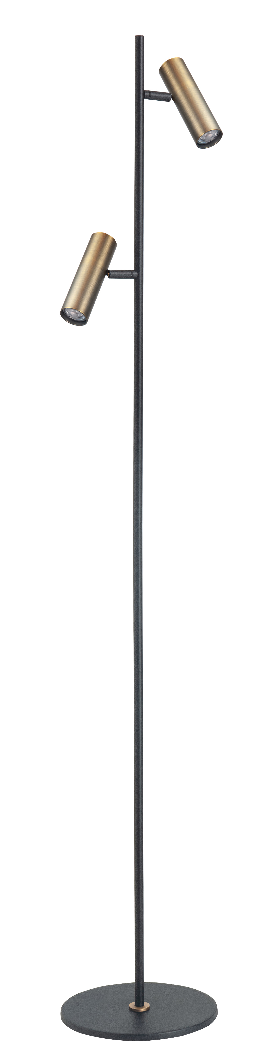 Vloerlamp Trend zwart + brons 2 lichtpunten